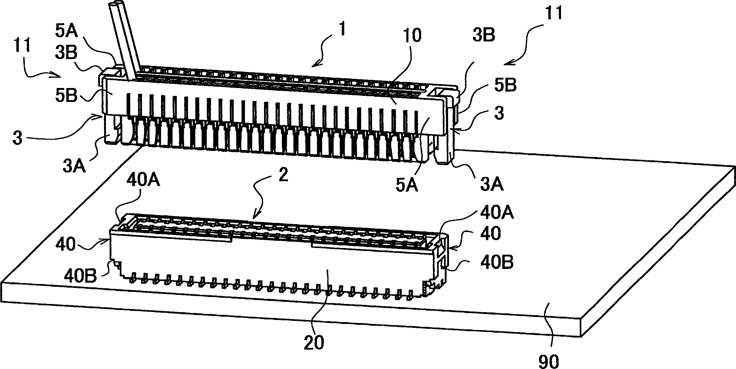 Connector with lock mechanism of lock structure