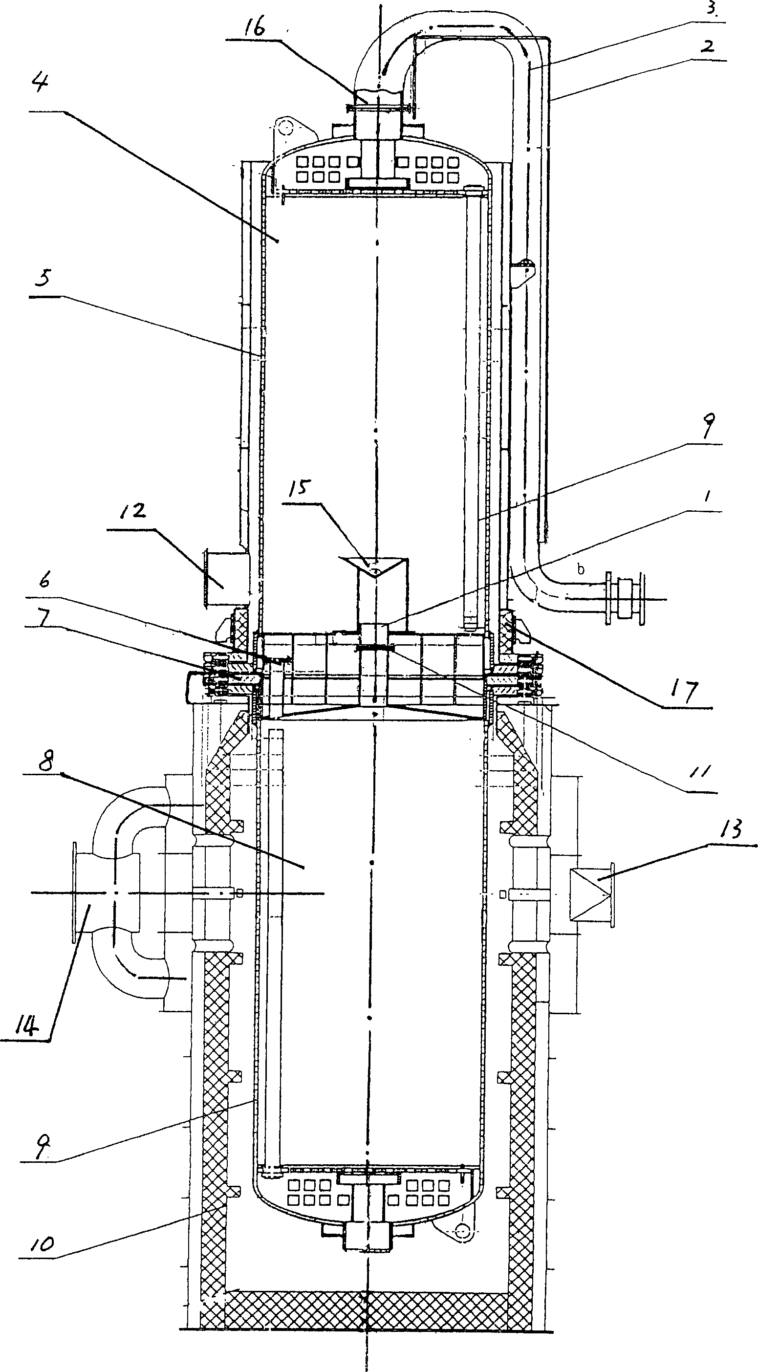 Apparatus for making sponge iron by direct-cooled combination method