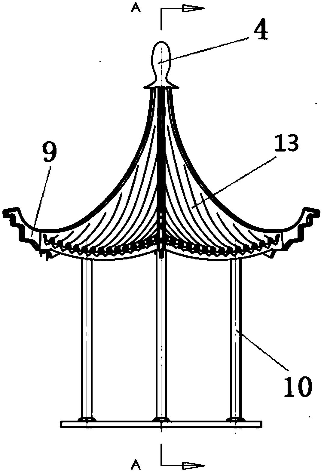 Mounting method for hexagonal pavilion