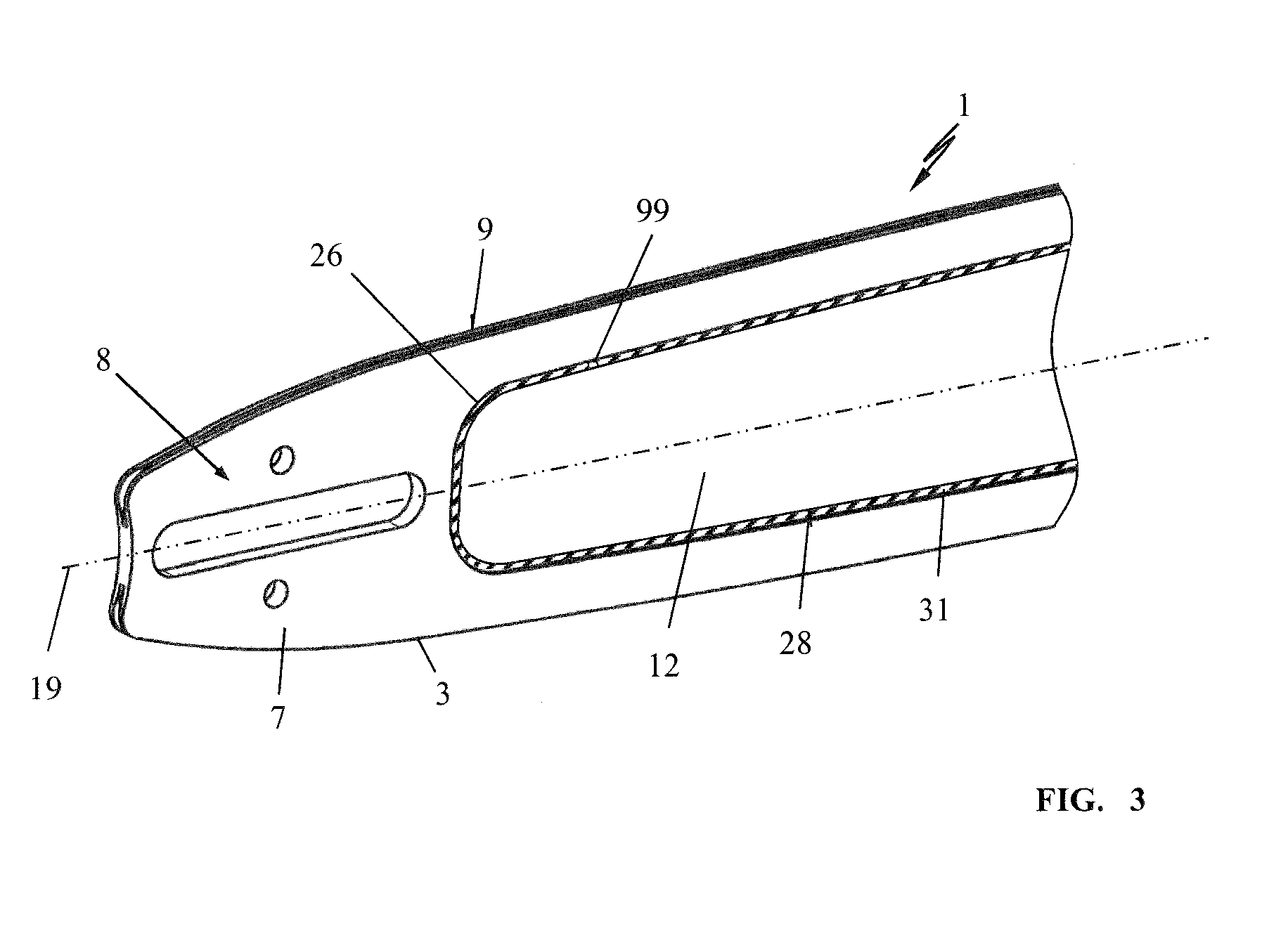 Weight-reduced guide bar of solid material