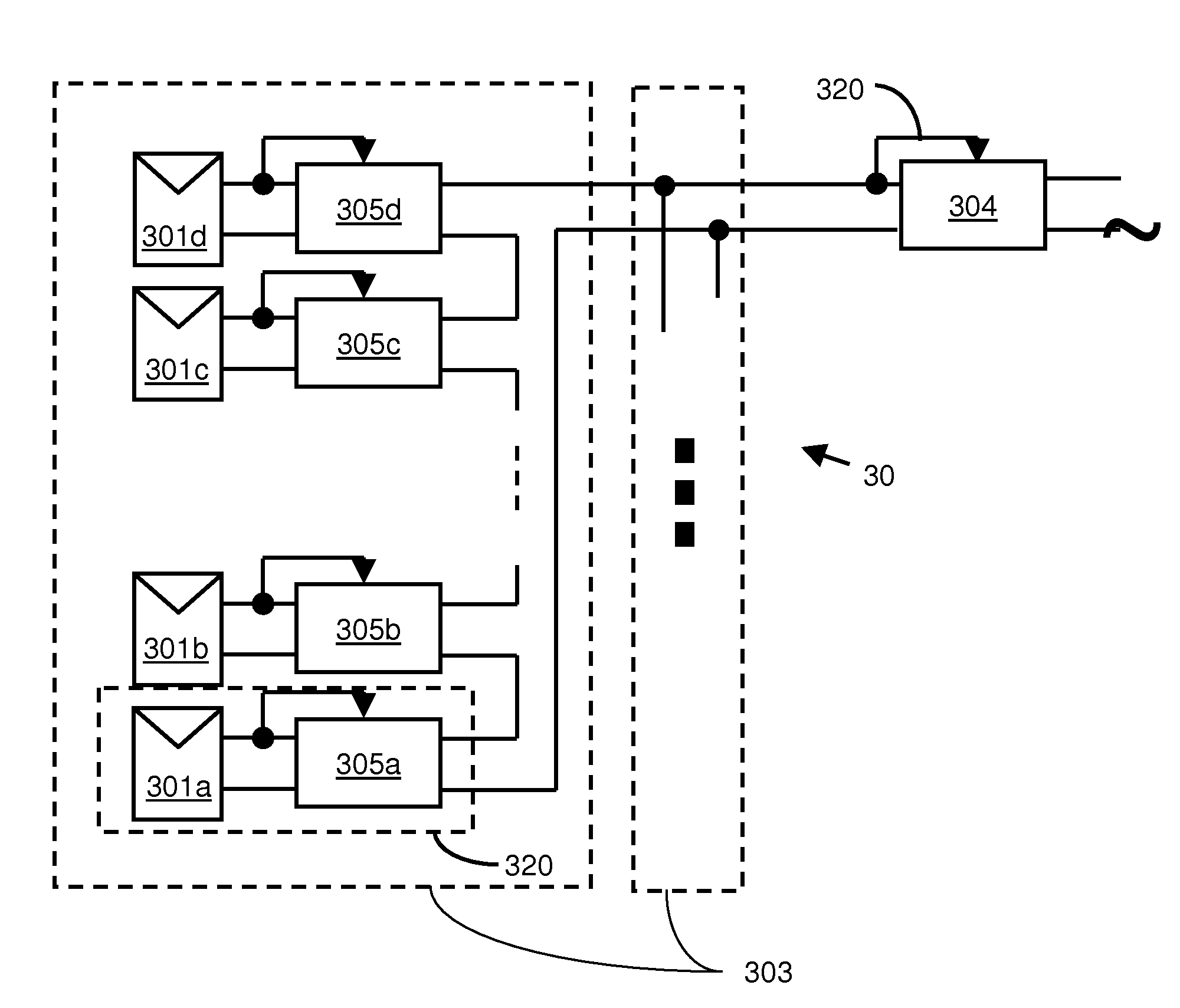 Distributed power harvesting systems using DC power sources