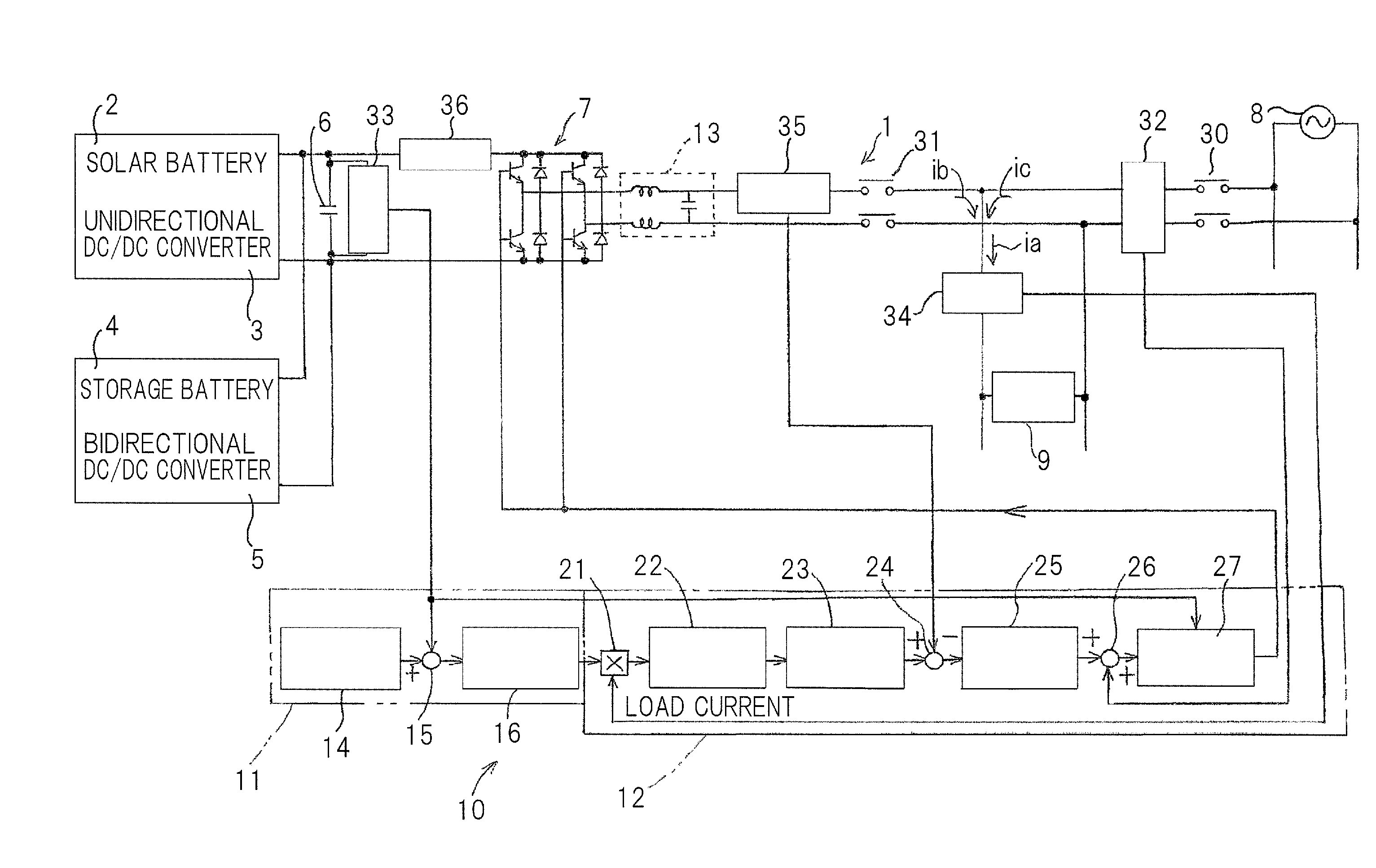 Distributed power source system with storage battery