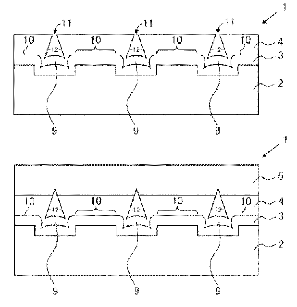 Method of producing template for epitaxial growth and nitride semiconductor device
