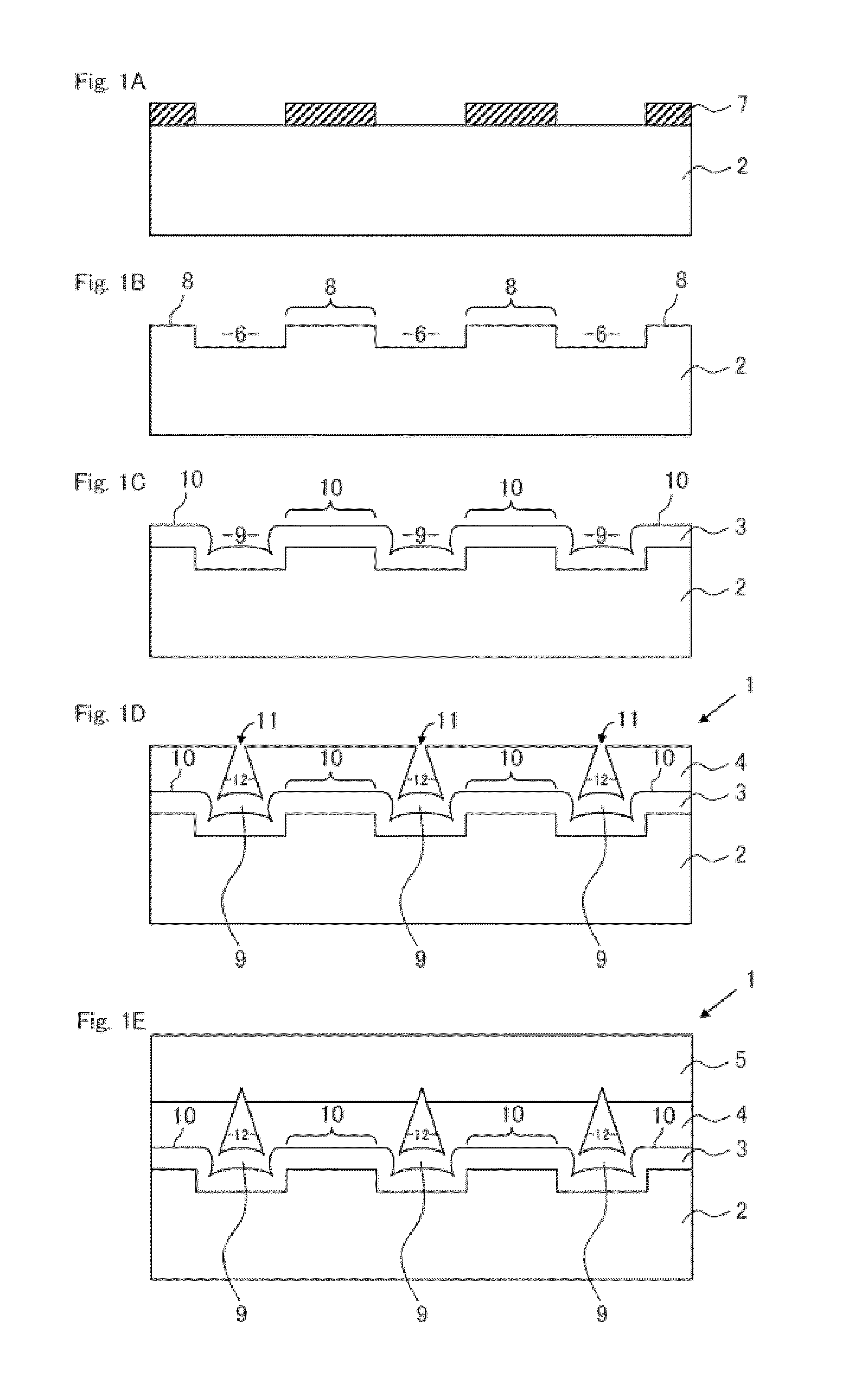 Method of producing template for epitaxial growth and nitride semiconductor device