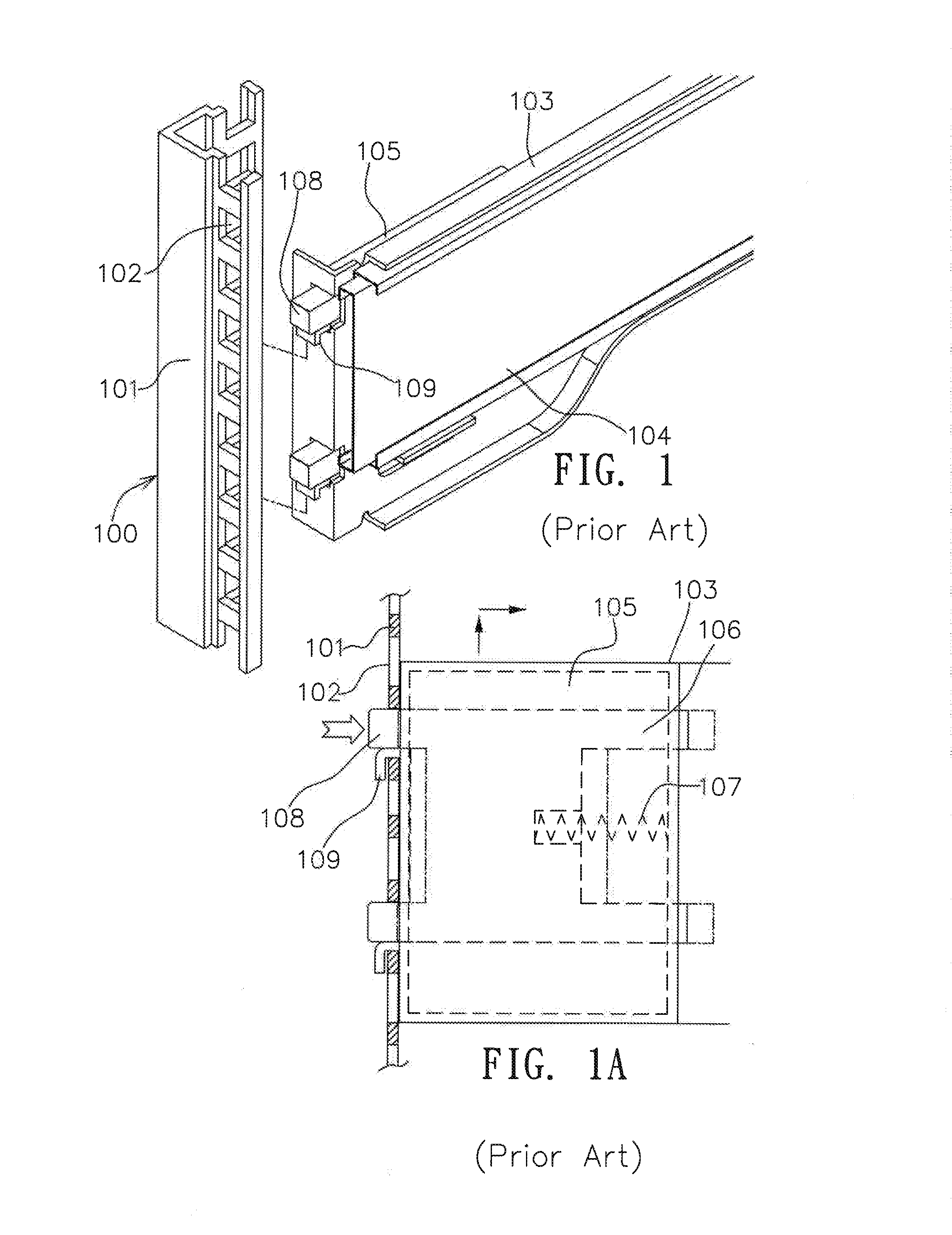 Track-bearing cabinet fastener