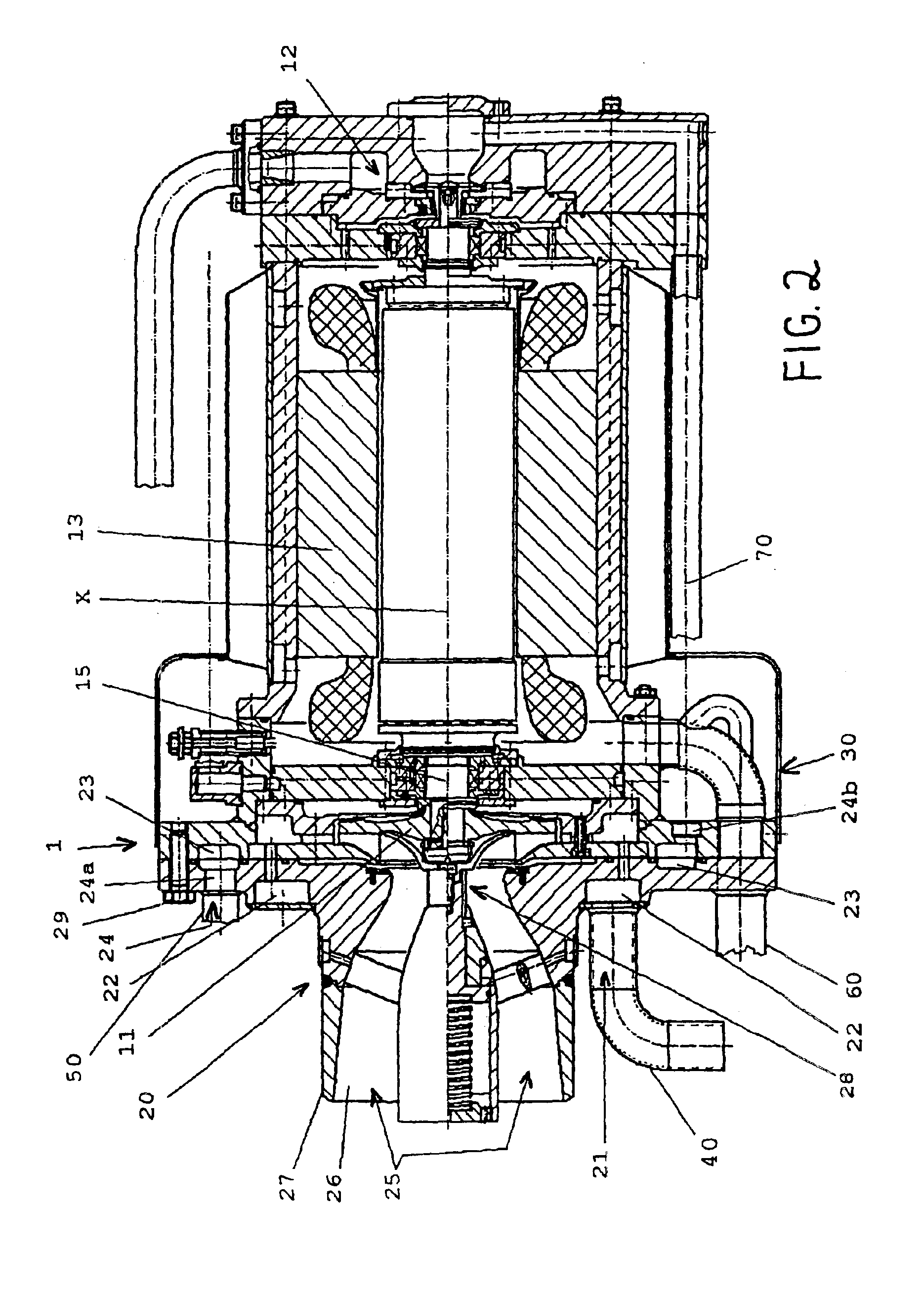 Lead-in structure and a fixing flange for a turbo generator