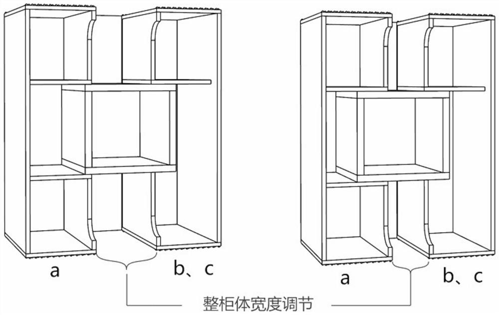 Width adjusting cabinet with full back plate