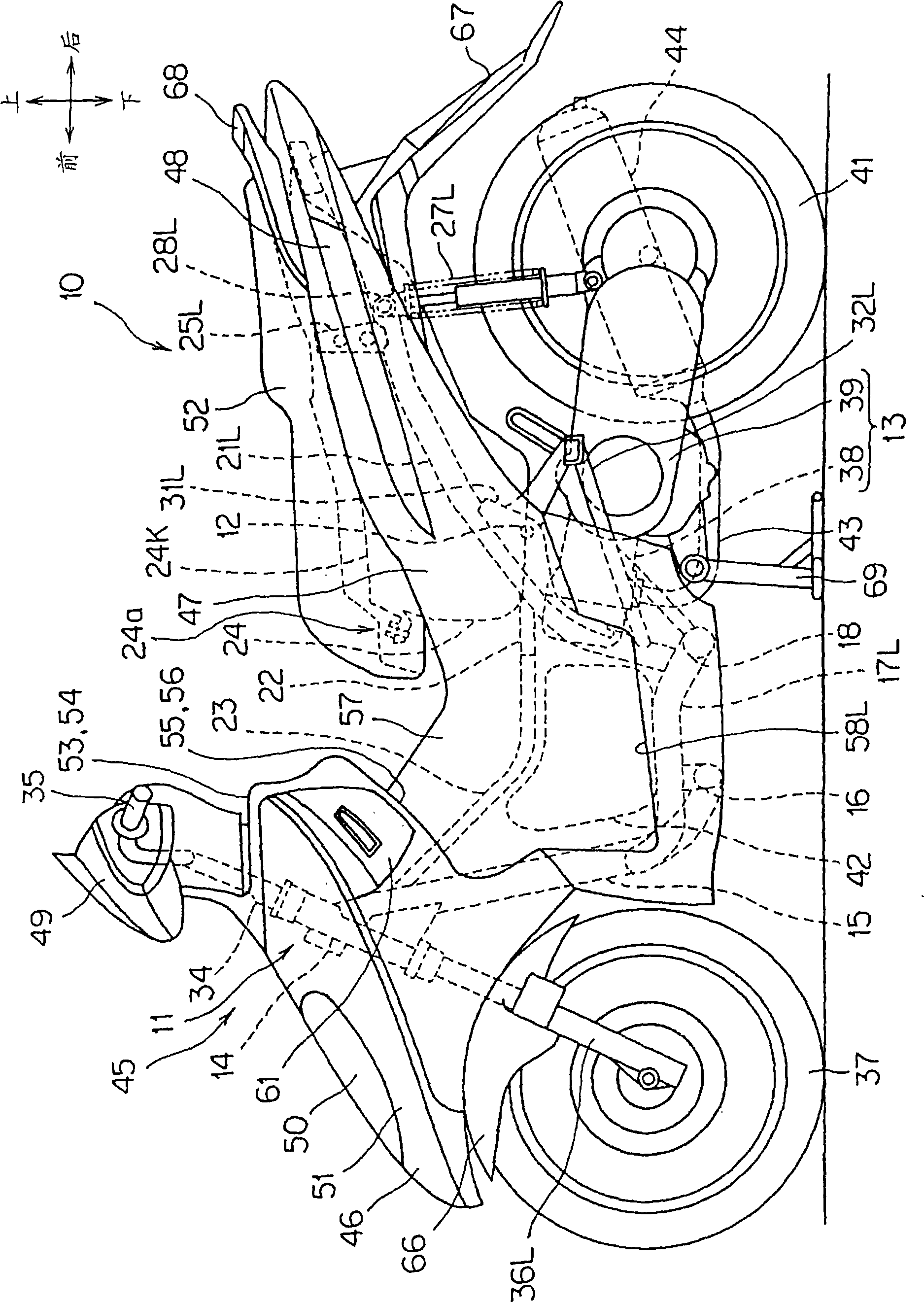 Storage box structure of motor two-wheeler