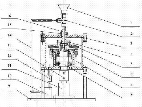 Continuous flow vertical planar liquid phase shearing device