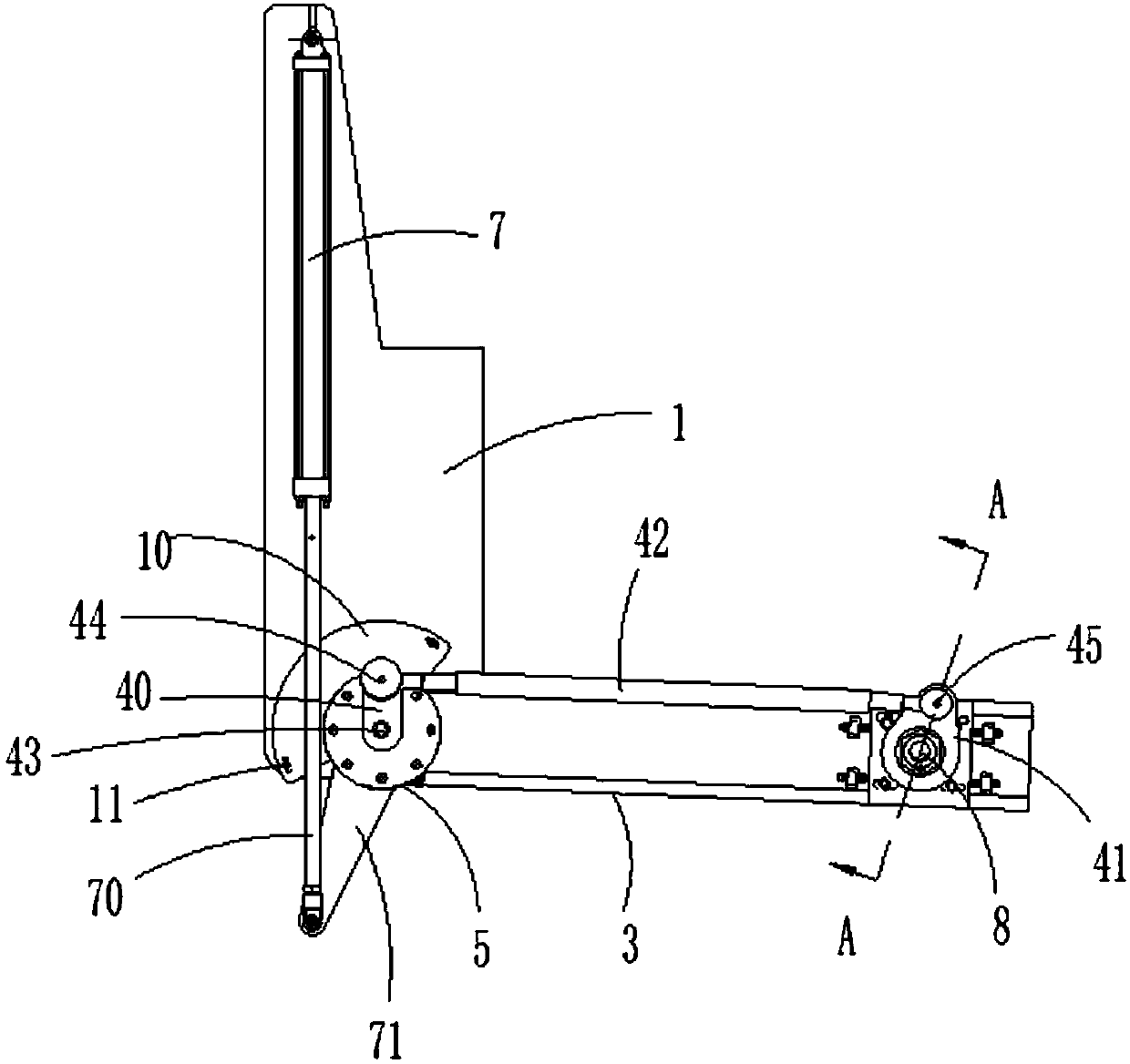 Suspension arm rotary shaft device of hot braising tank