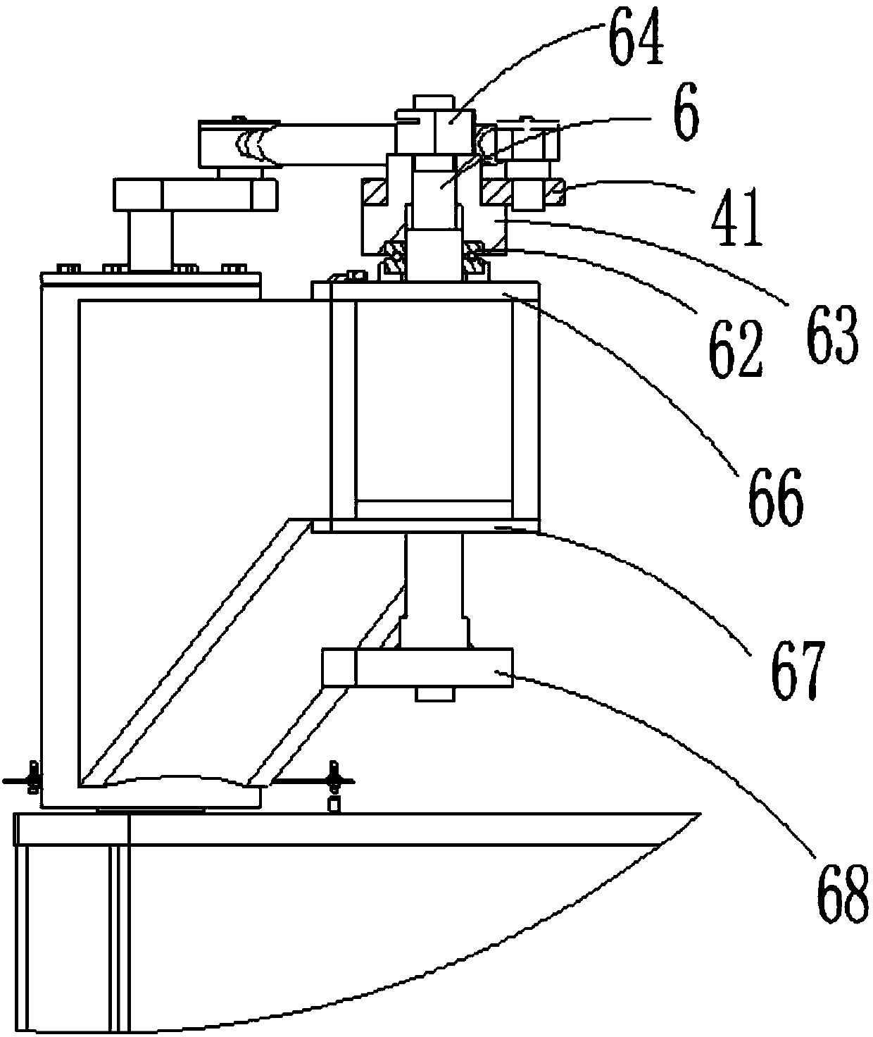 Suspension arm rotary shaft device of hot braising tank