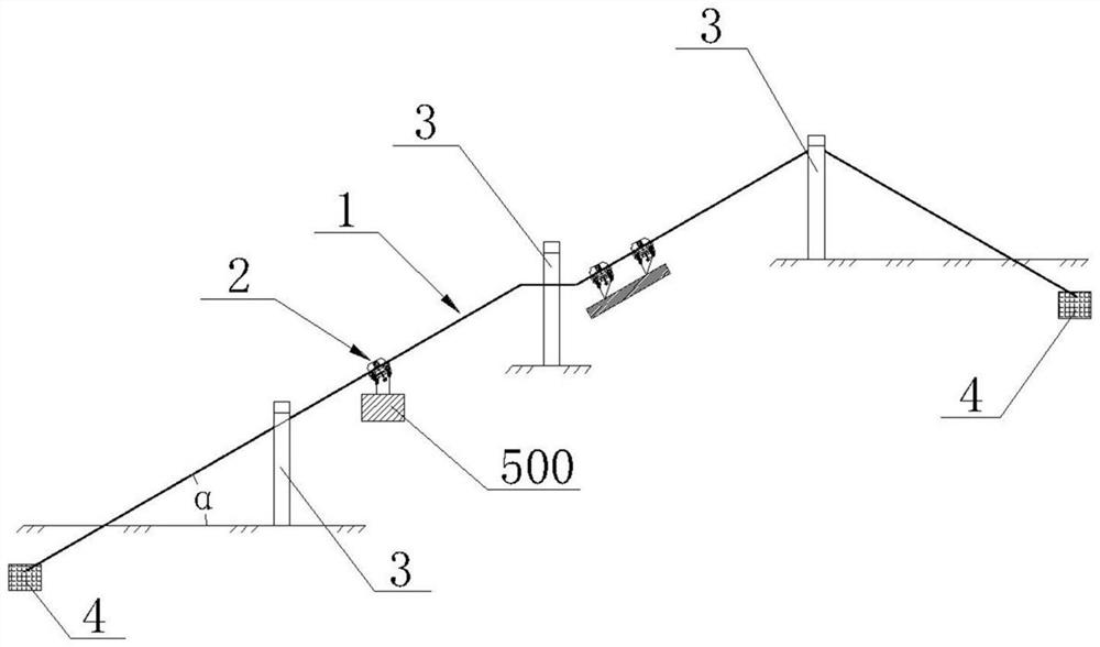 Low-carbon cableway for power transmission line construction and working method of low-carbon cableway