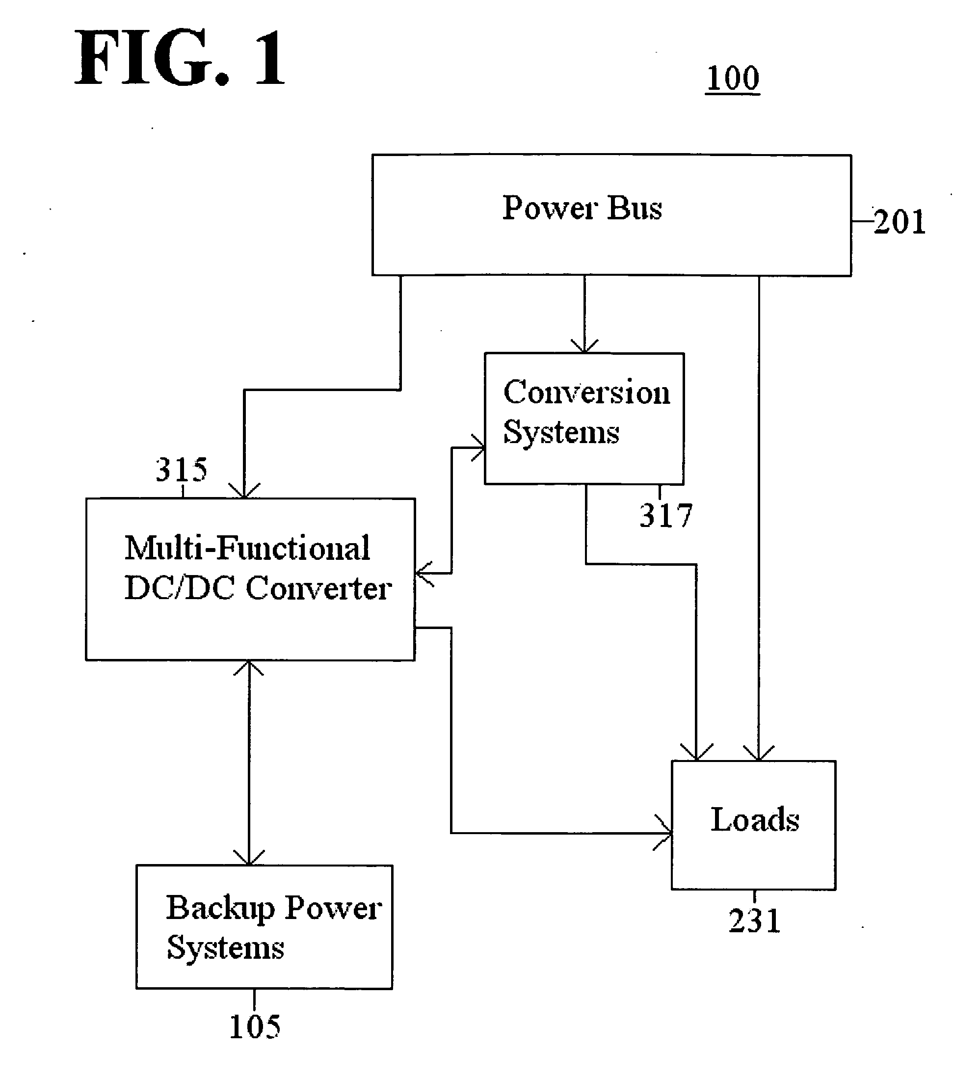 Aerospace electrical power DC subsystem configuration using multi-functional DC/DC converter