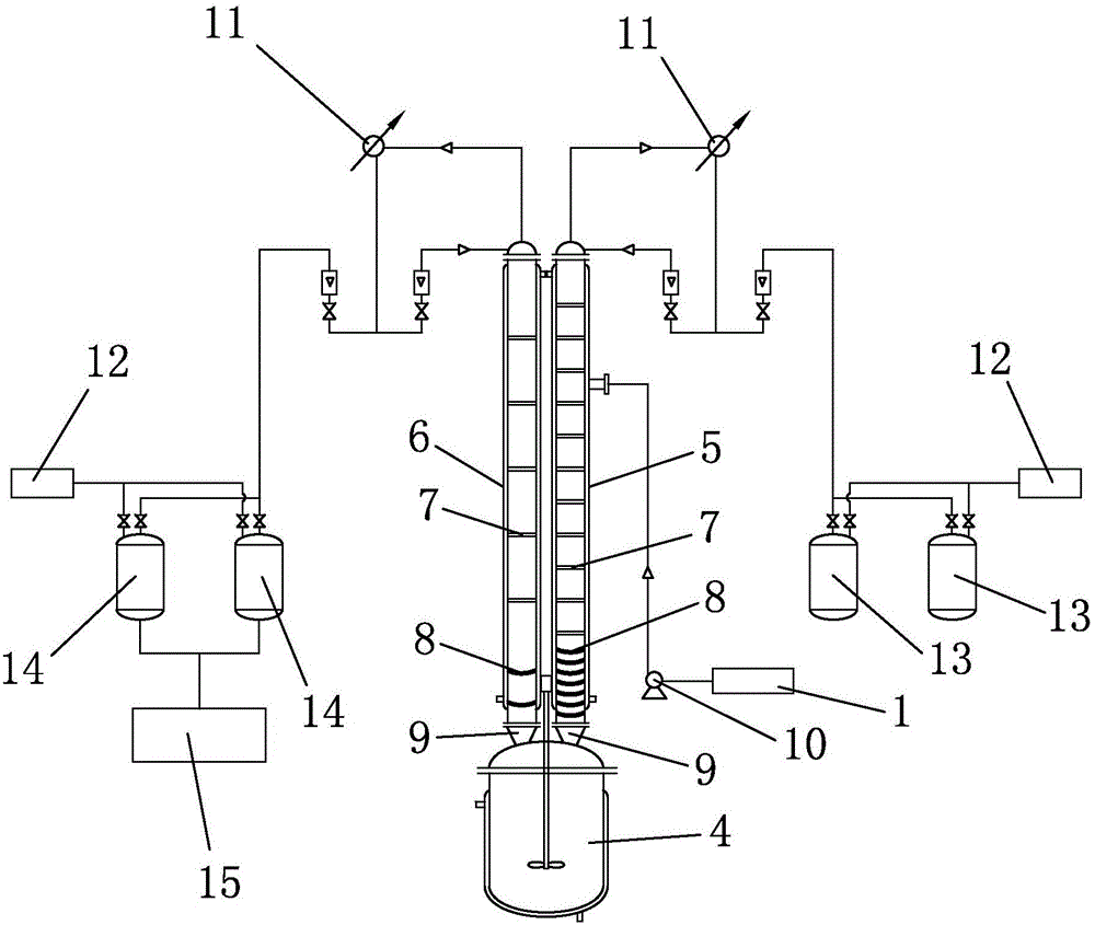 Double-tower continuous rectifying process of heliotropin