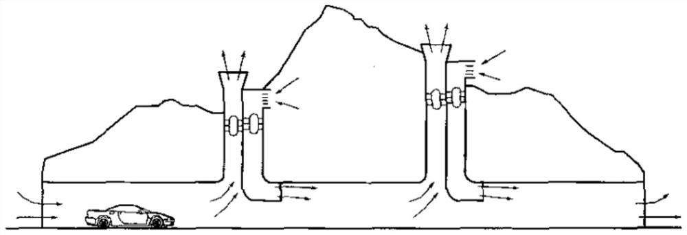 Double-hole one-way long and large underwater highway tunnel ventilation system and ventilation method thereof