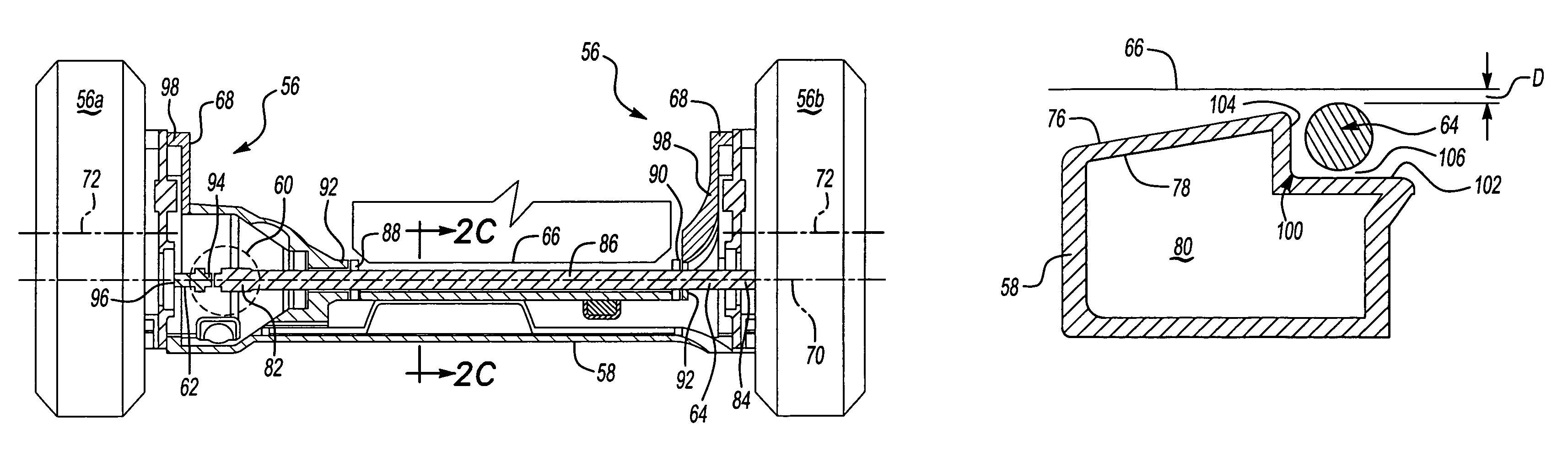 External shaft low floor drive axle assembly