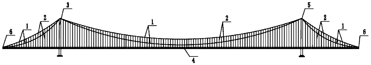 Layered suspension structure of single-side double-main-cable steel truss stiffening girder suspension bridge