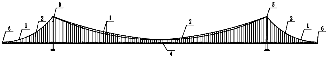 Layered suspension structure of single-side double-main-cable steel truss stiffening girder suspension bridge