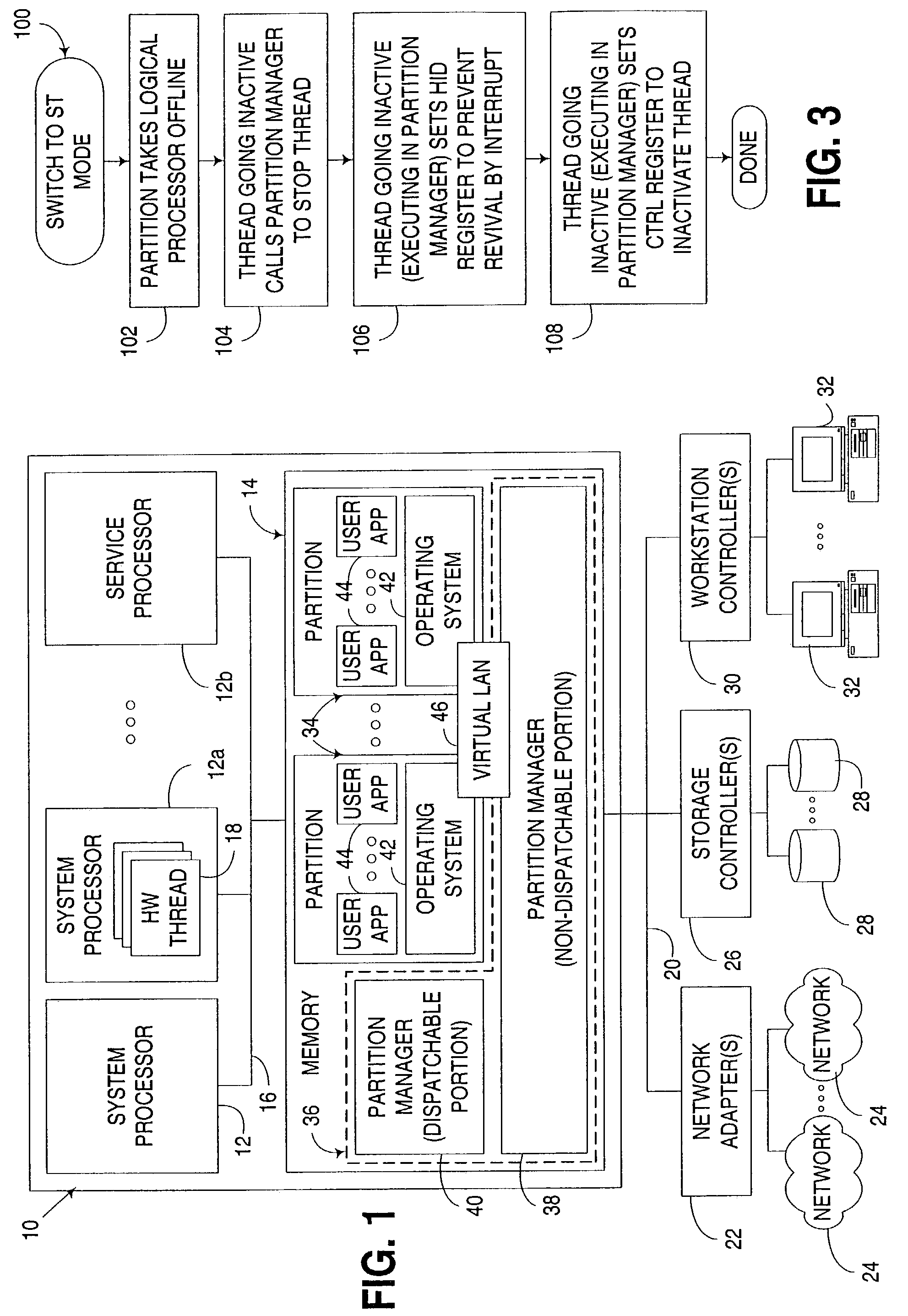 Dynamic switching of multithreaded processor between single threaded and simultaneous multithreaded modes