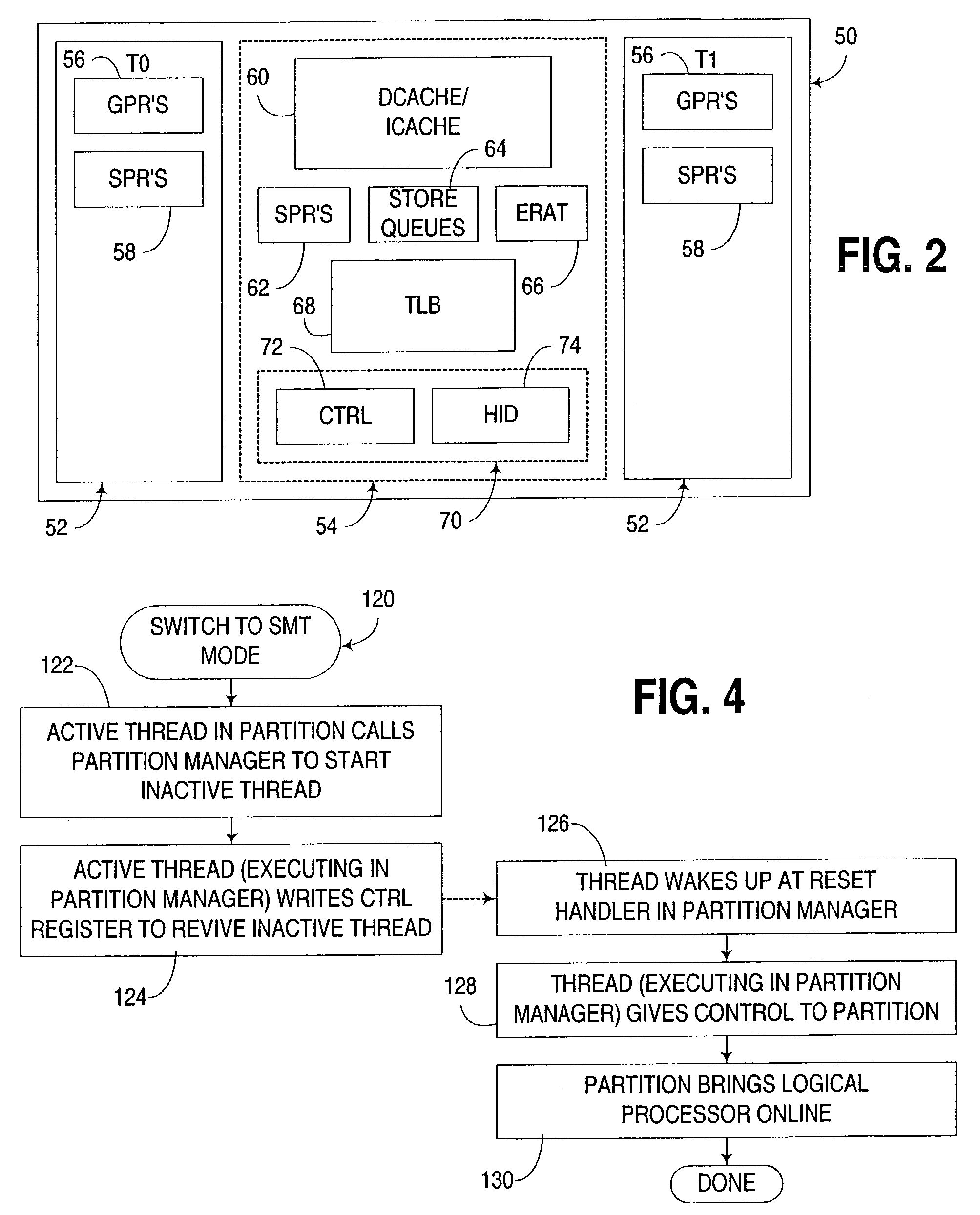 Dynamic switching of multithreaded processor between single threaded and simultaneous multithreaded modes