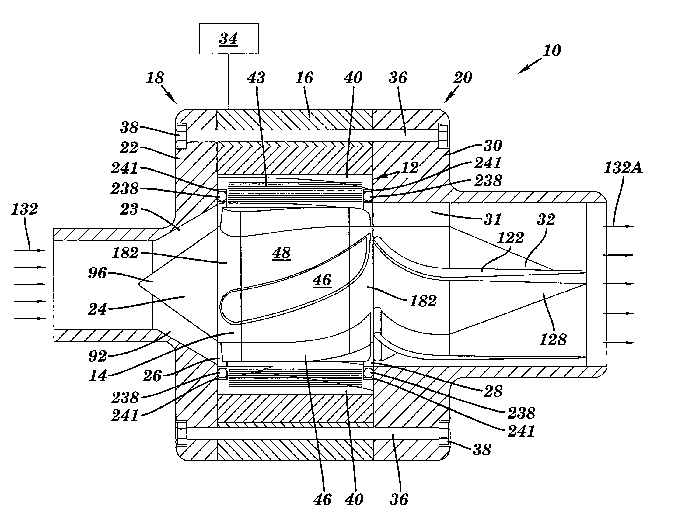 Fluid pump/generator with integrated motor and related stator and rotor and method of pumping fluid
