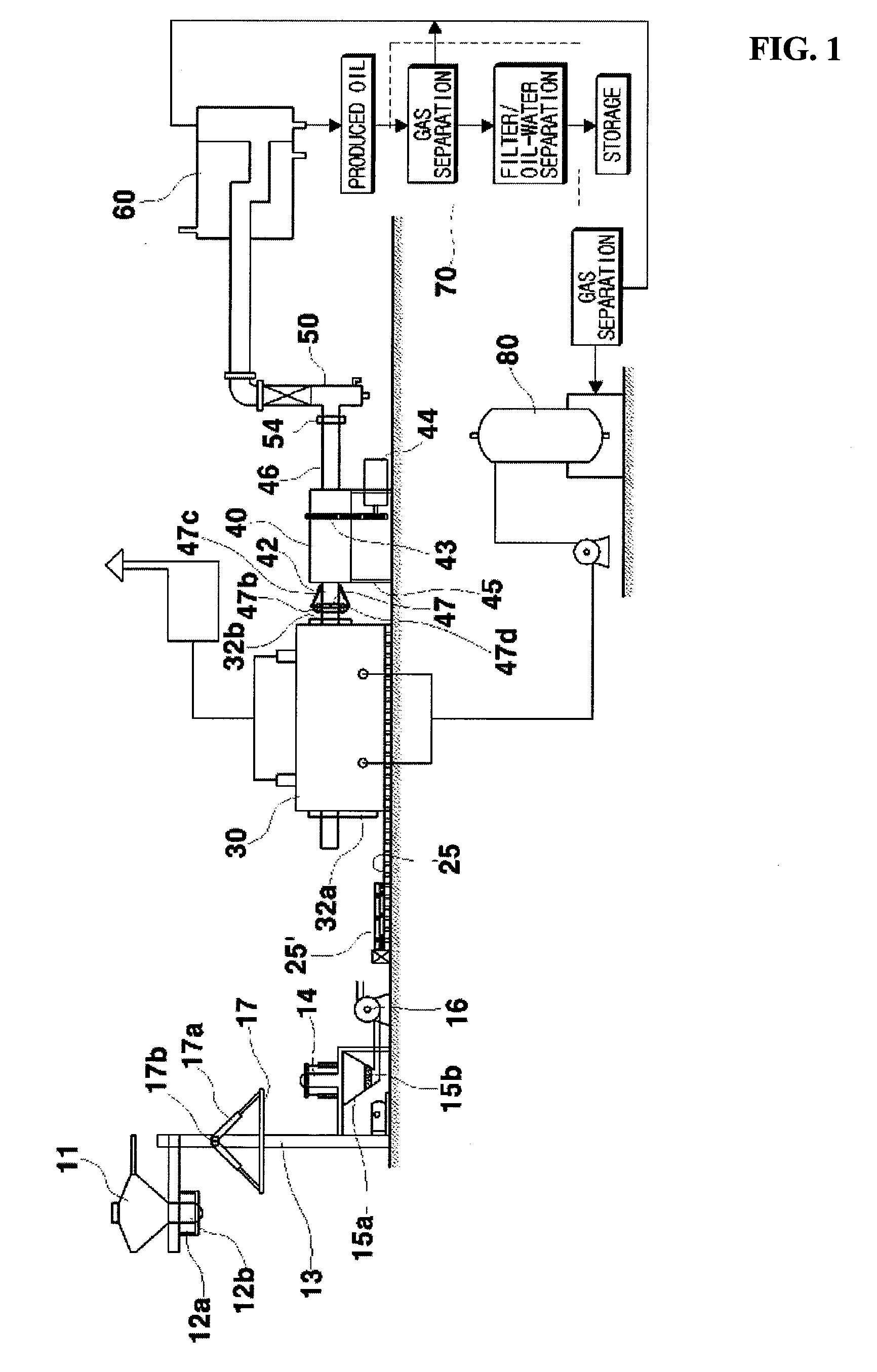 Oil extraction device for pyrolysis of plastics waste material and extraction method thereof