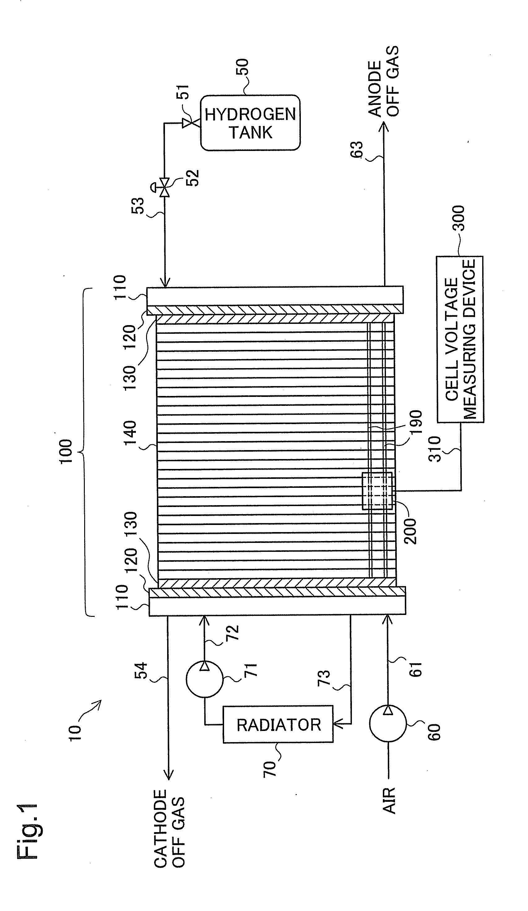 Terminal device for cell voltage measurement of a fuel cell