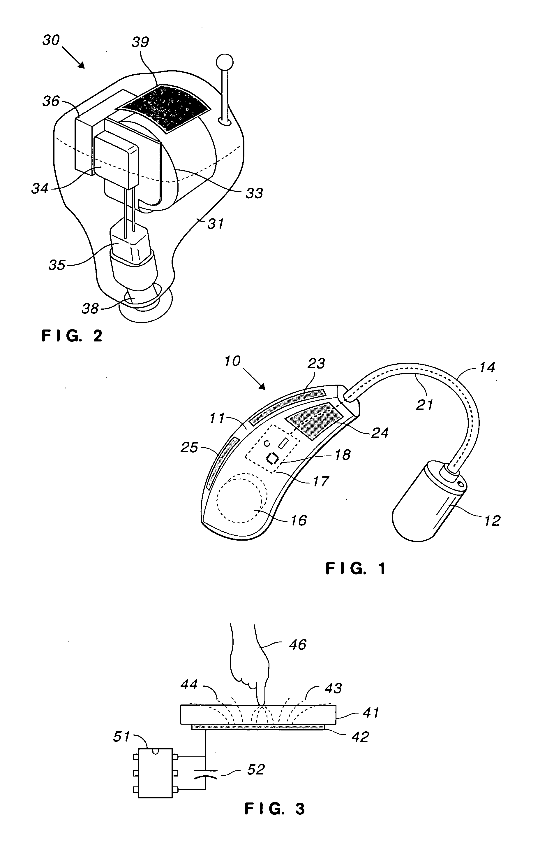Hearing aid with capacitive switch