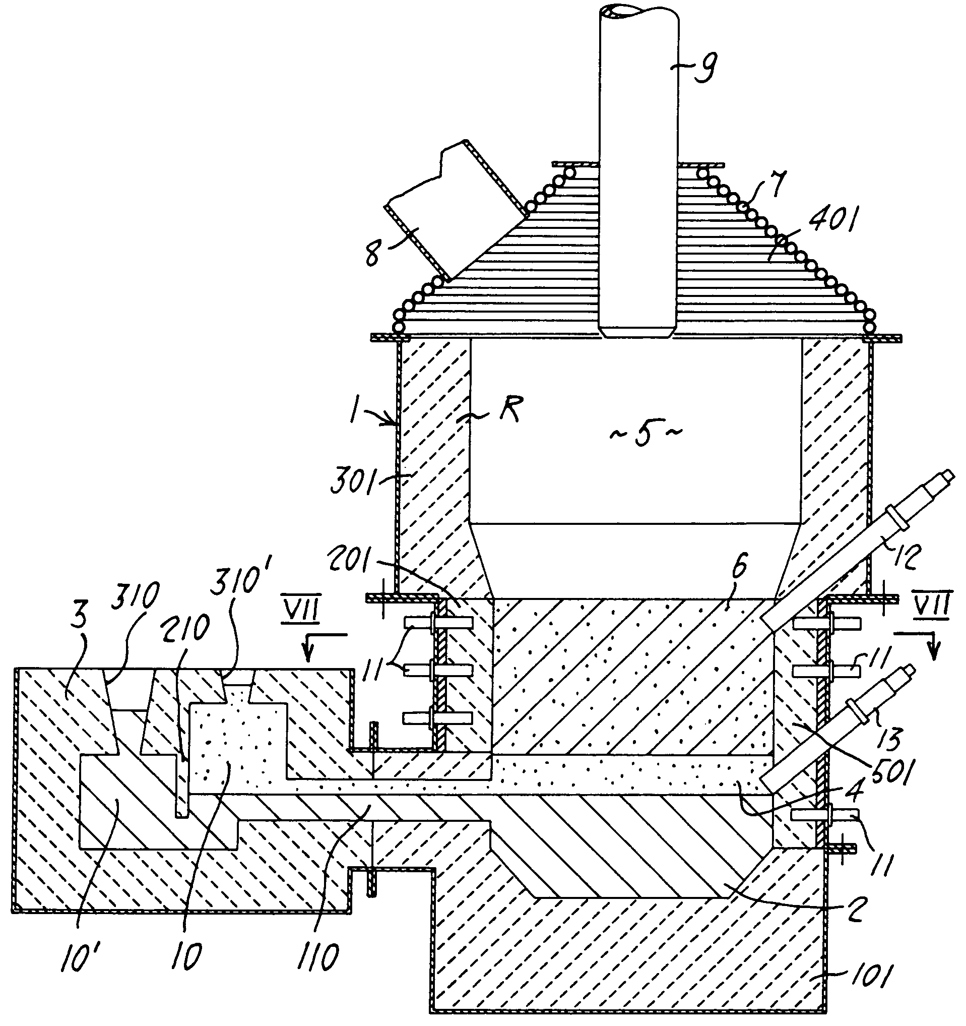 Metallurgical reactor for the production of cast iron