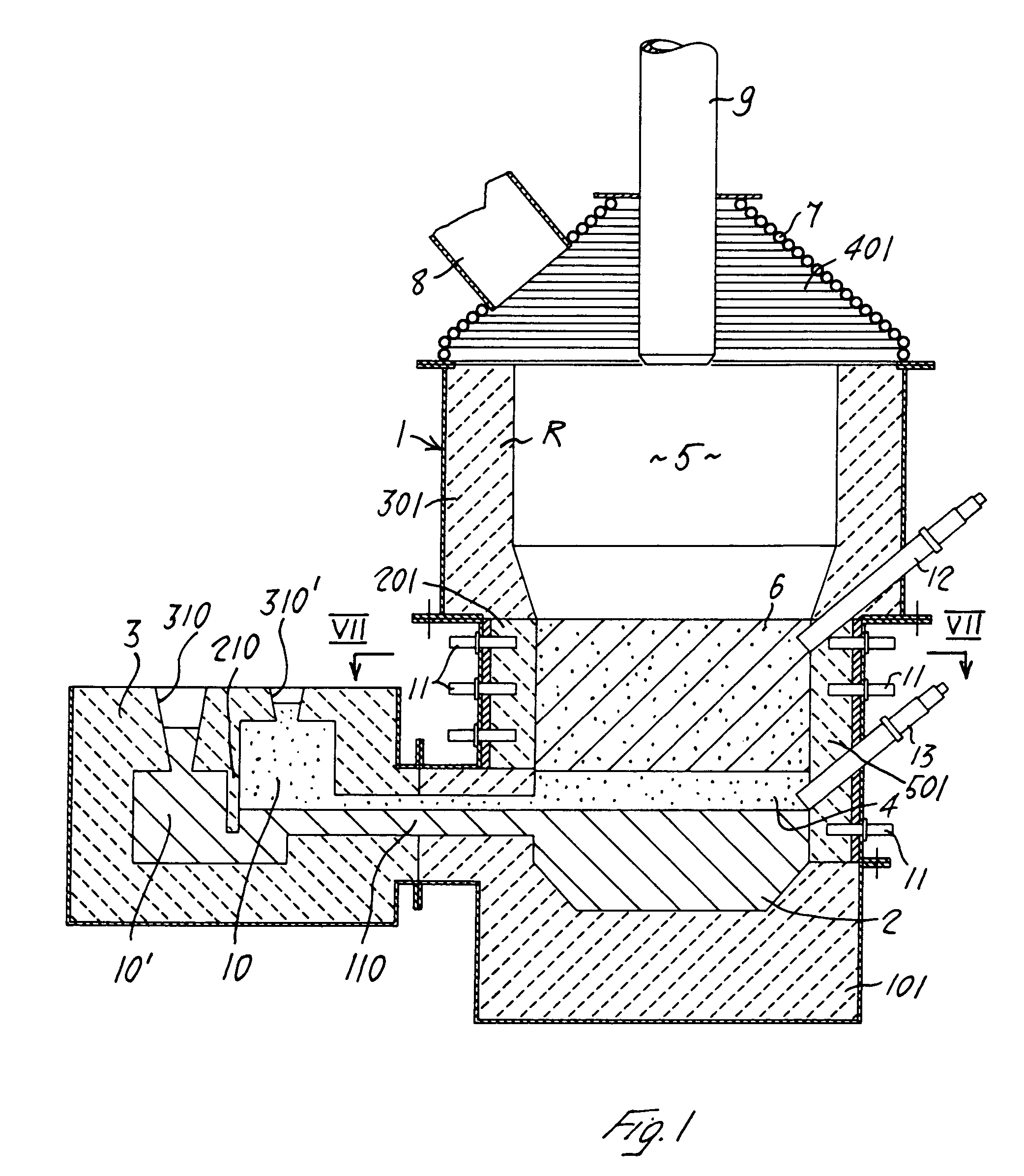 Metallurgical reactor for the production of cast iron