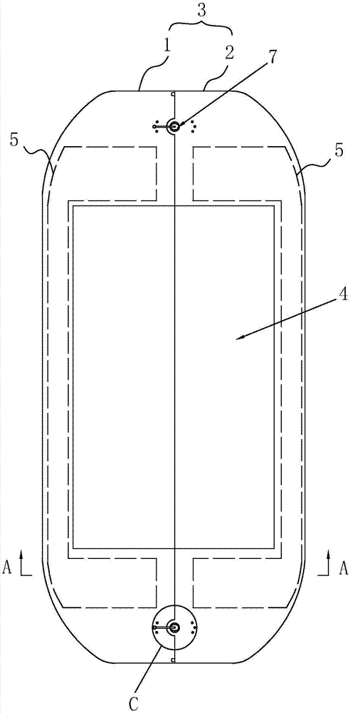 Split riprap buoyancy tank