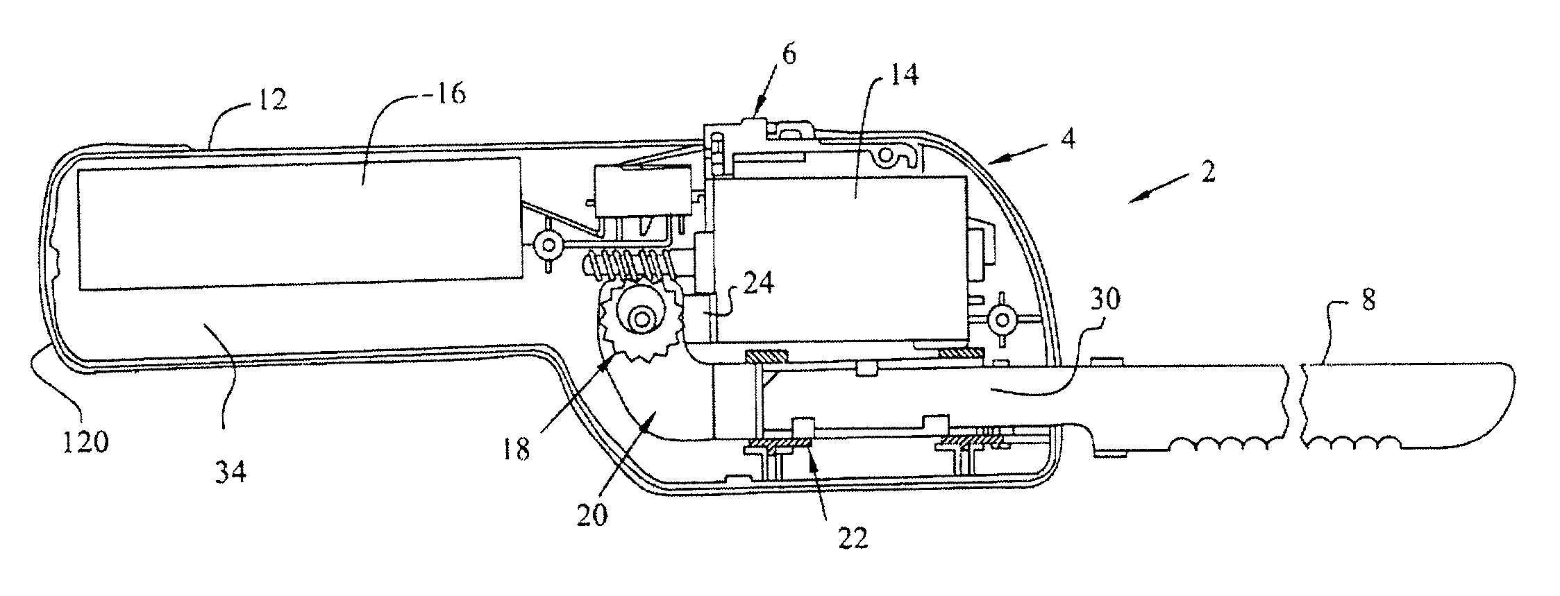 Battery-powered carving knife having a rechargeable battery pack