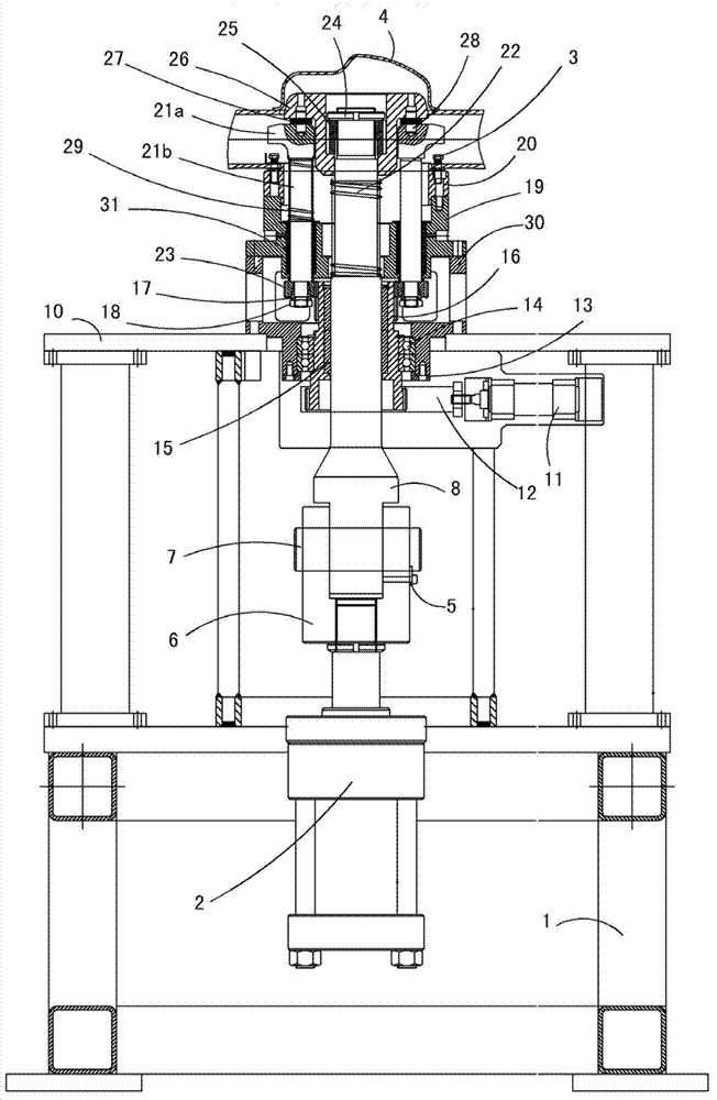 Pull-down type press-in device for axle housing bolt