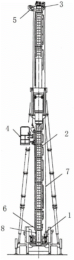 A pile frame lifting operation mechanism