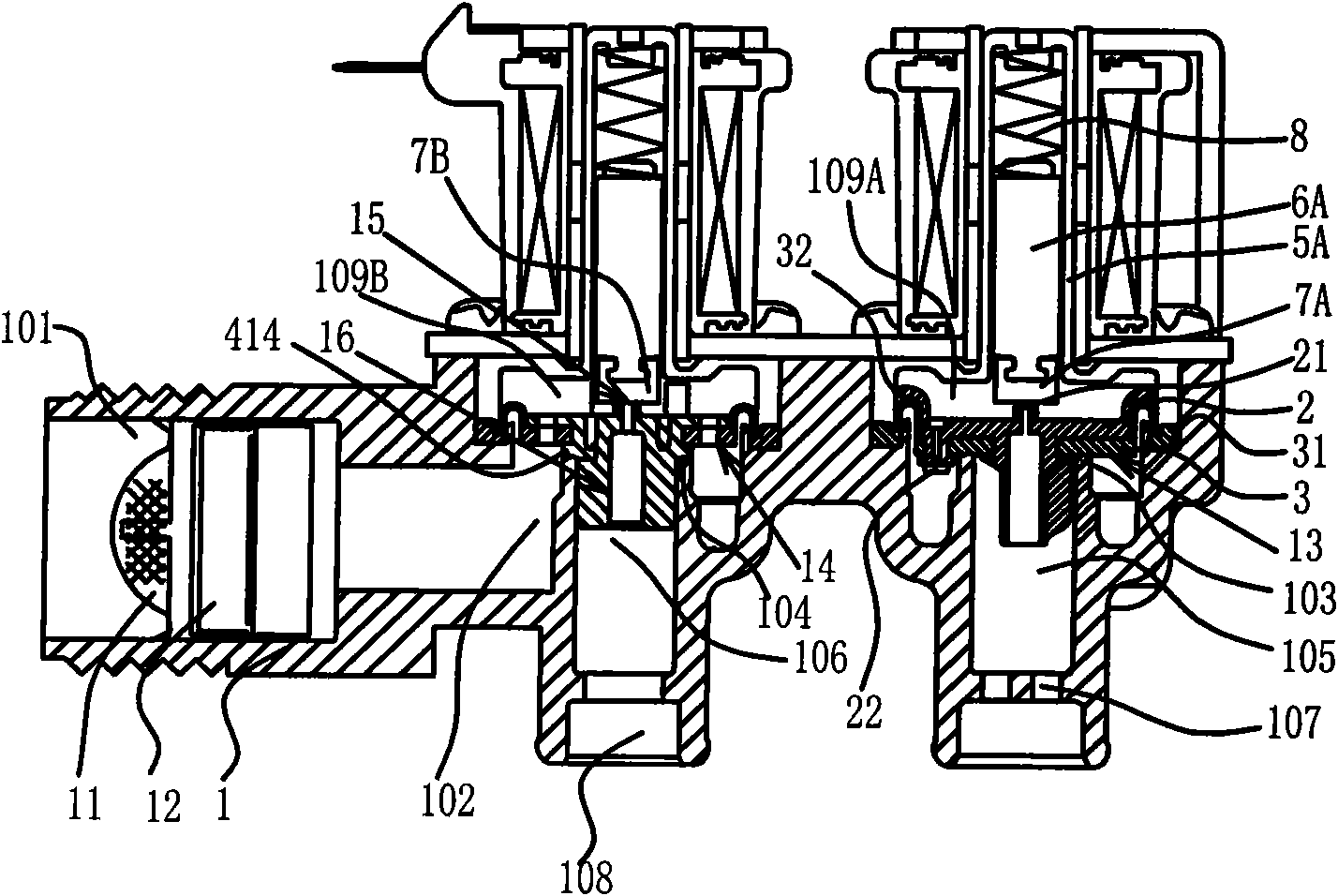 Directly operated and pilot operated hybrid multi-connection solenoid valve