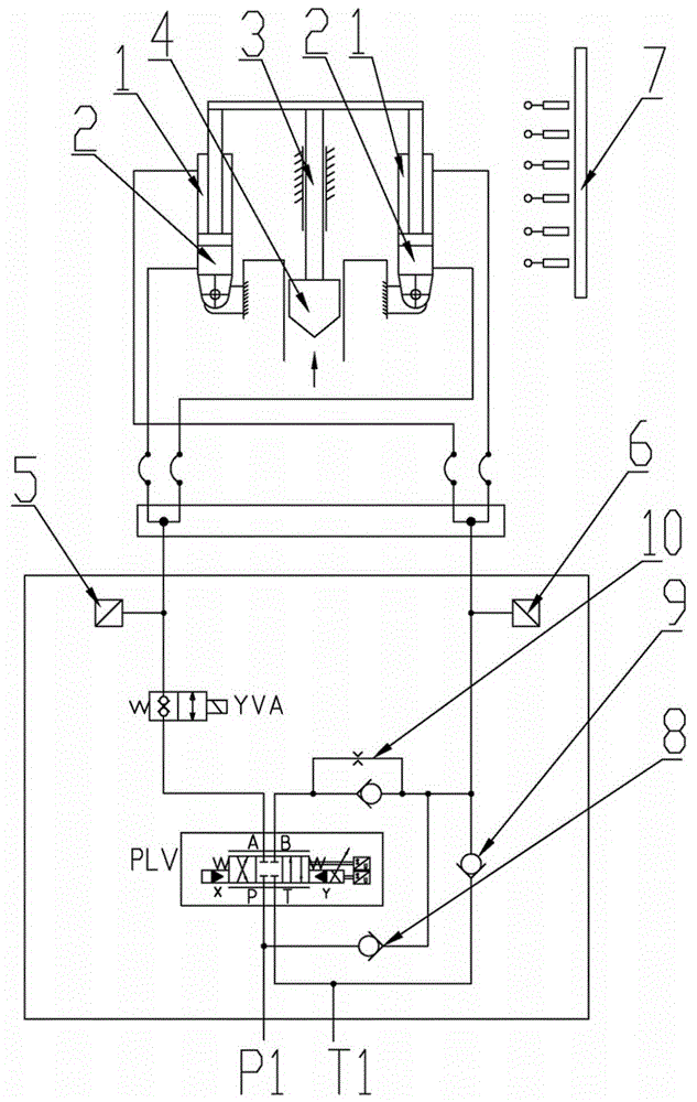 Internal mixer hydraulic control device