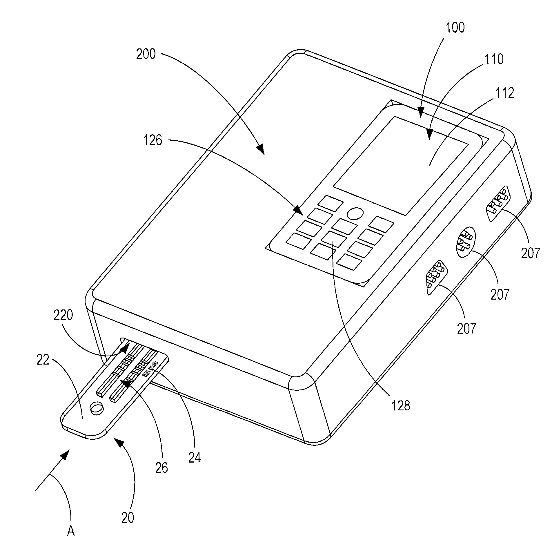 Handheld diagnostic test device and method for use with an electronic device and a test cartridge in a rapid diagnostic test
