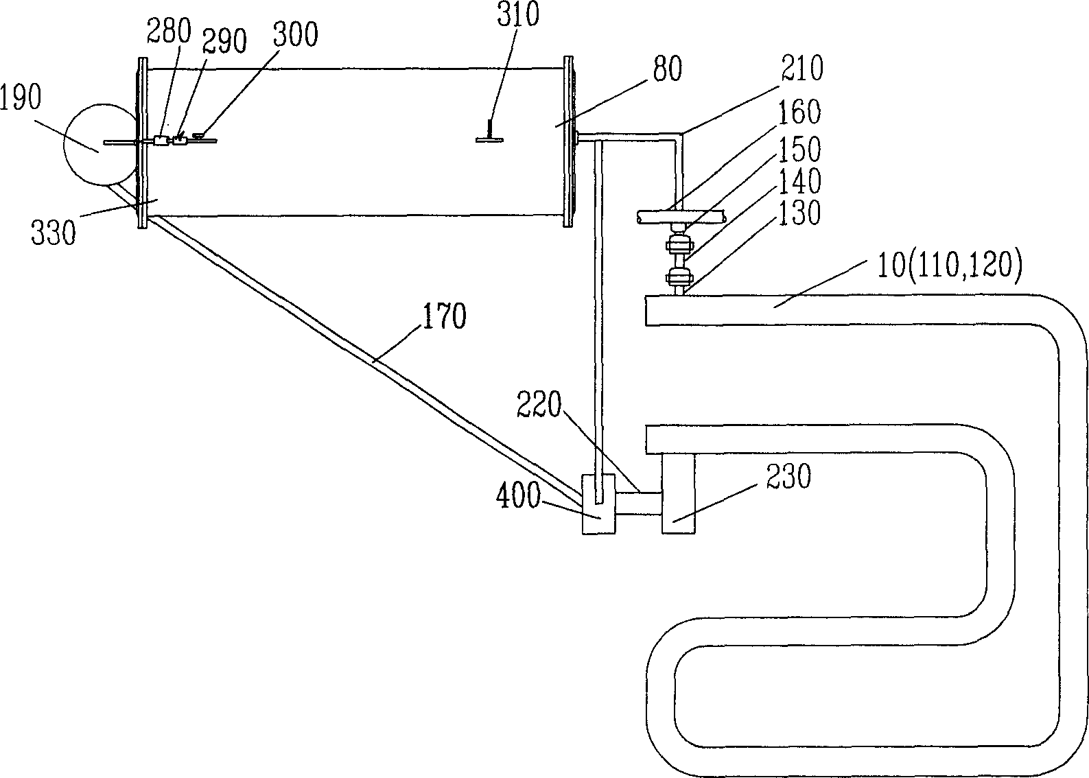 Self-circulation cooling loop of heavy current fixture wire