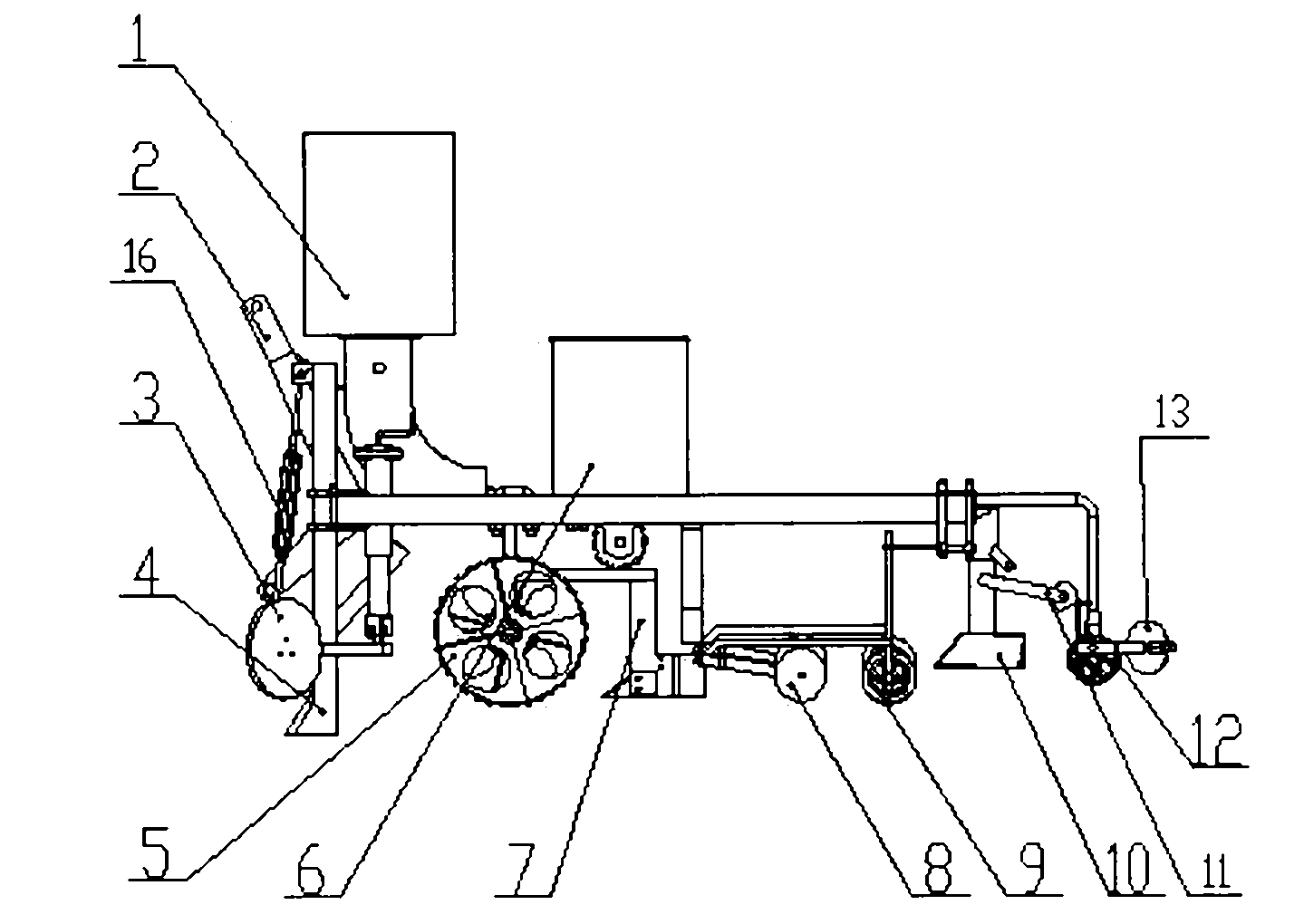 Plastic film mulching machine for cotton furrow sowing in saline-alkali soils