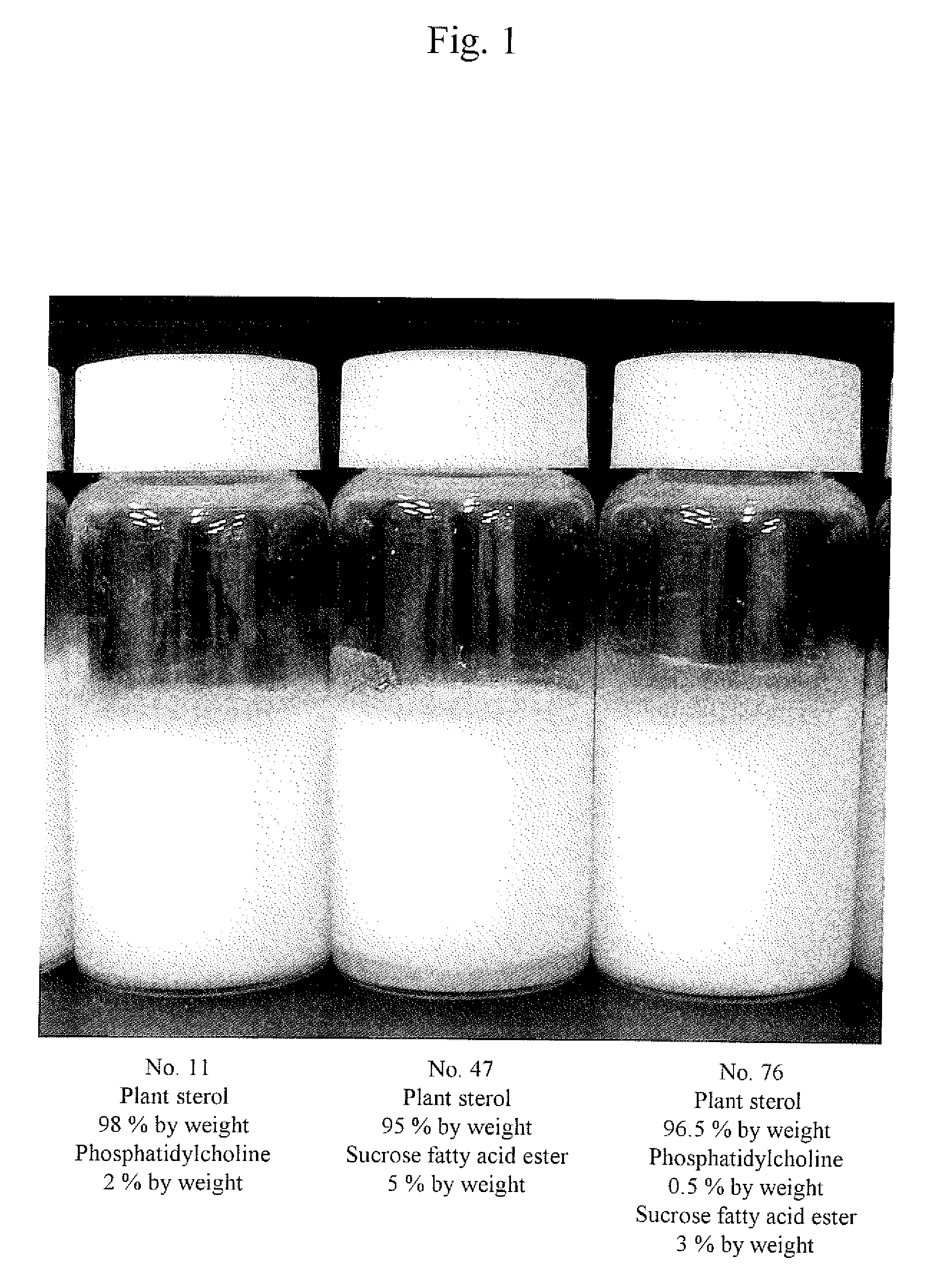 Composition of plant sterol and phosphatidylcholine and method for producing the same