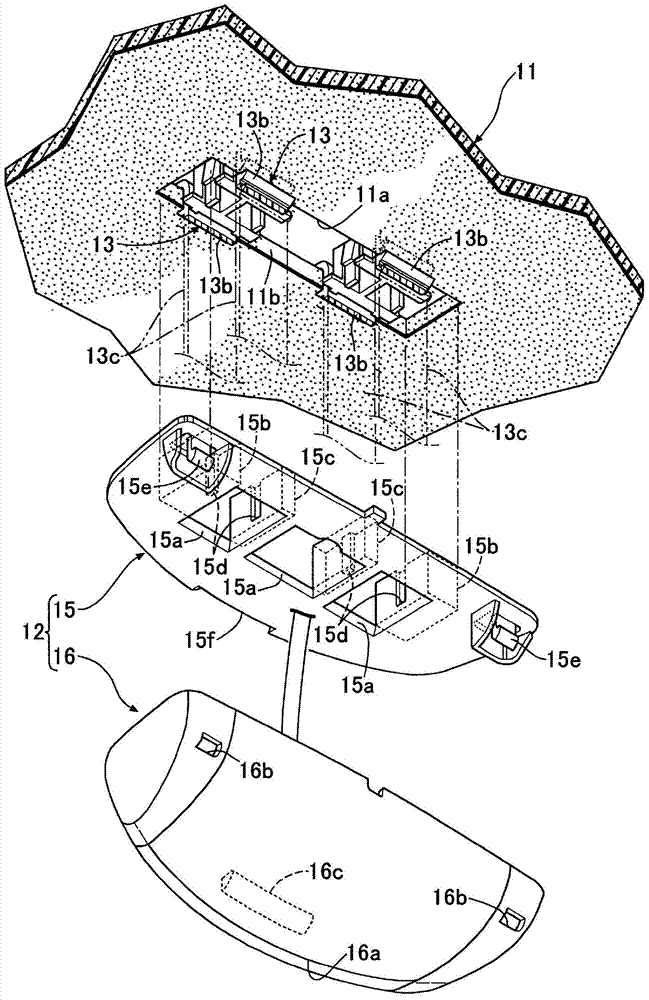 Structure for attaching component to plate-shaped member