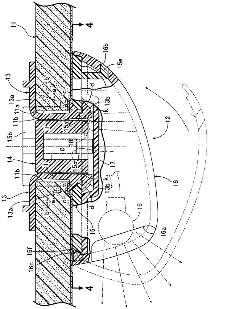 Structure for attaching component to plate-shaped member