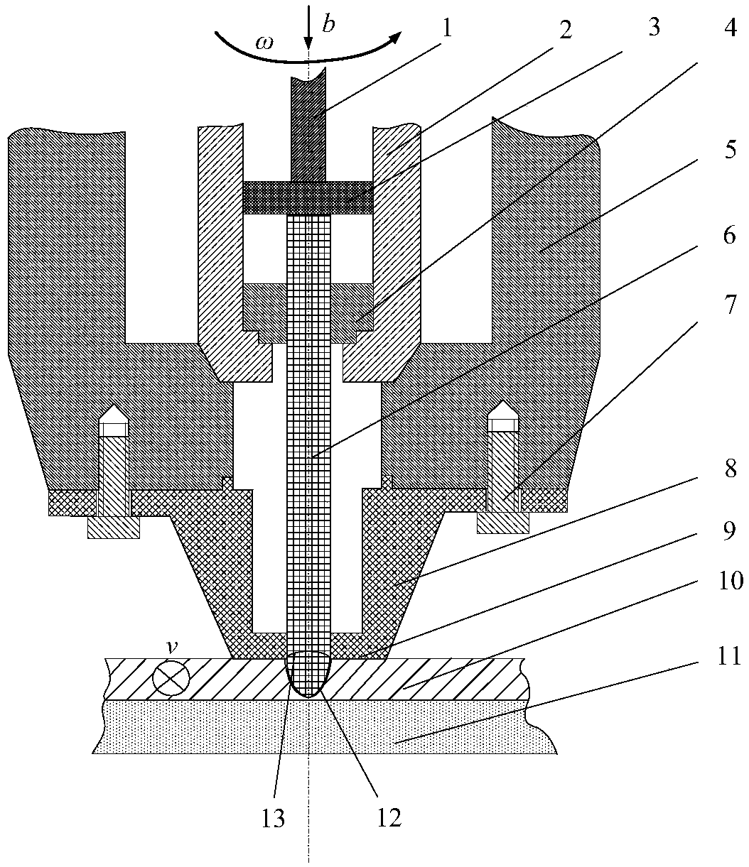 Stationary shaft shoulder friction stir welding method capable of coaxially adding materials by forming groove
