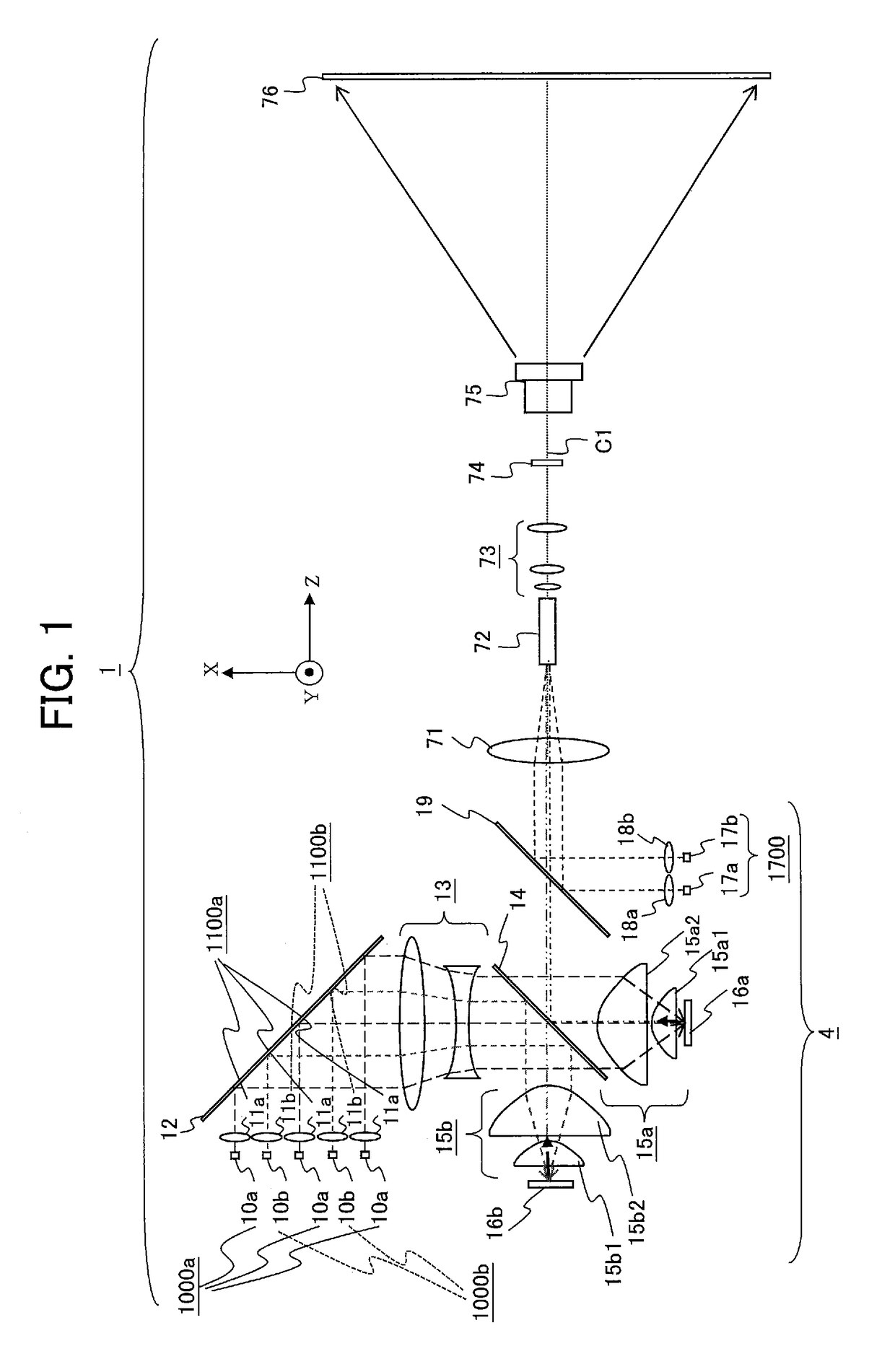 Light source device using monochromatic light to excite stationary phosphor layers