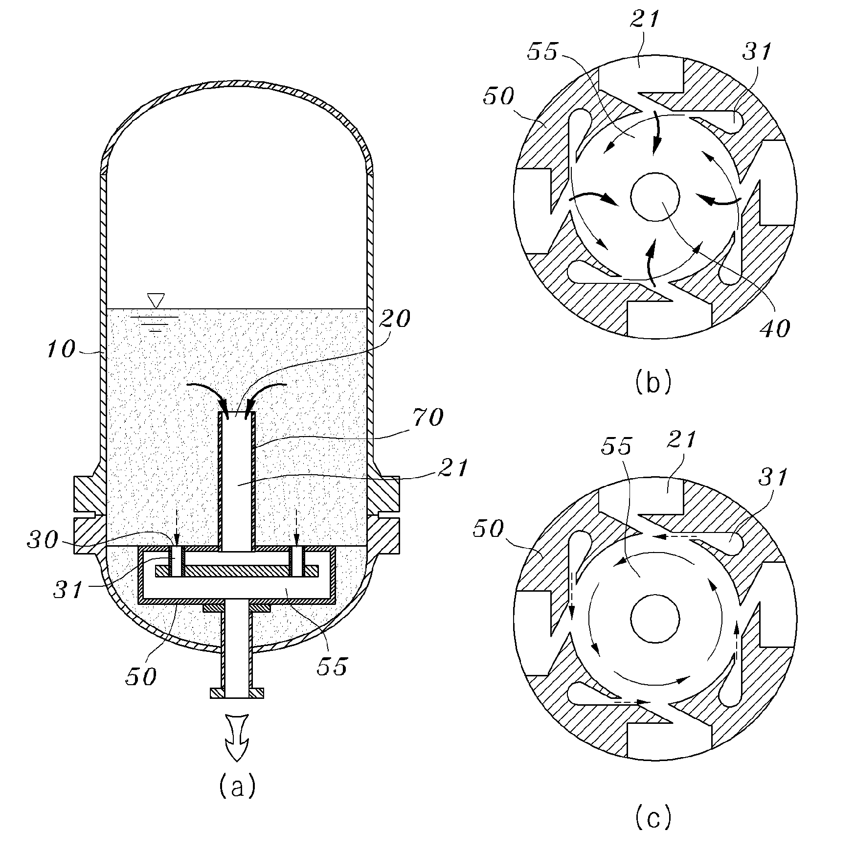 Safety injection tank with gravity driven fluidic device