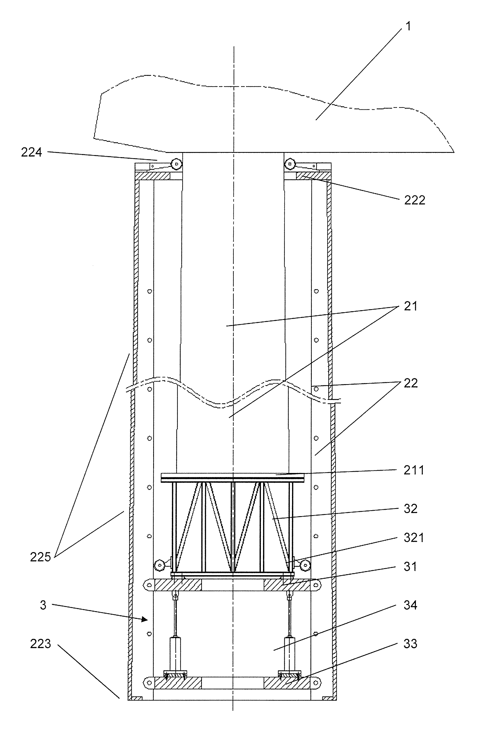 Lifting device for the assembly of a wind turbine