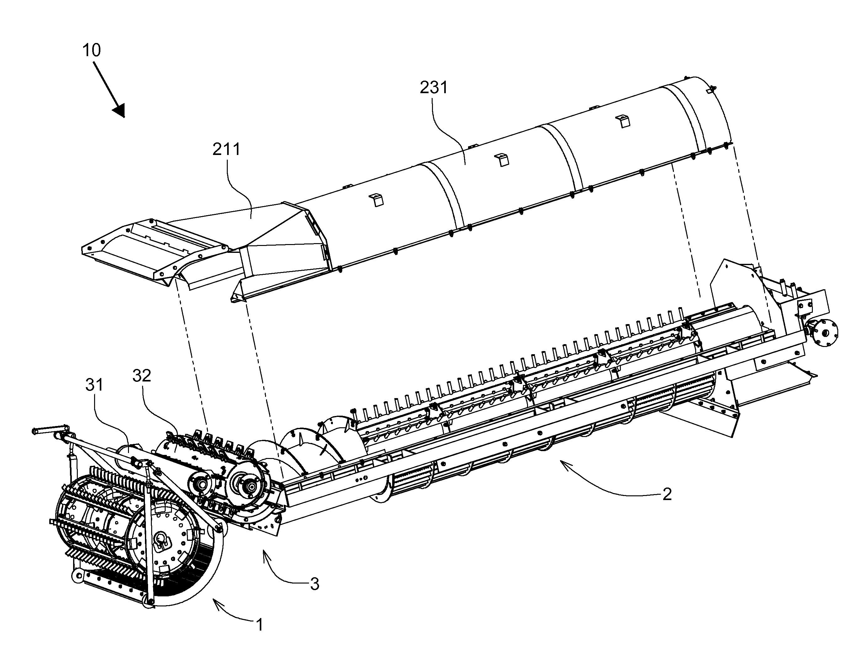 Threshing and separating device and combine harvester having the same