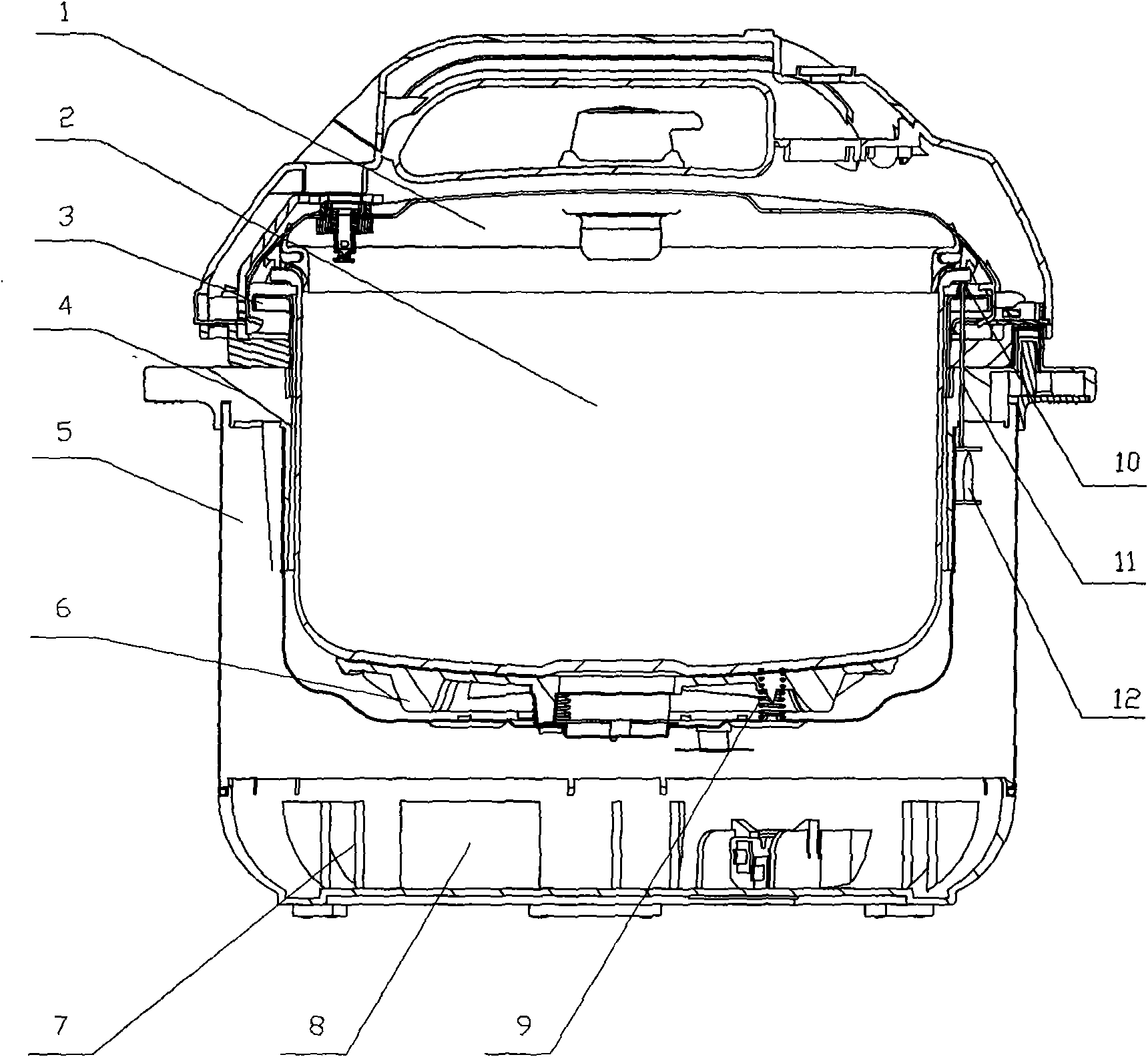 Pressure control structure of pressure cooking appliance