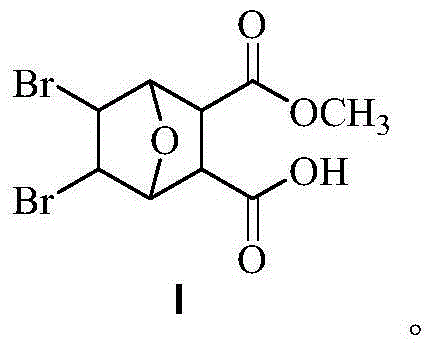 Bromo-norcantharidin mono-methyl ester, as well as synthesizing method and application thereof