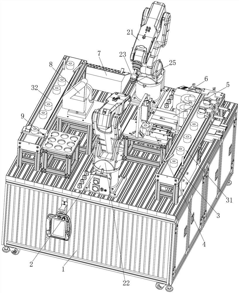 Double-industrial-robot collaborative teaching and practical training platform and teaching and practical training method